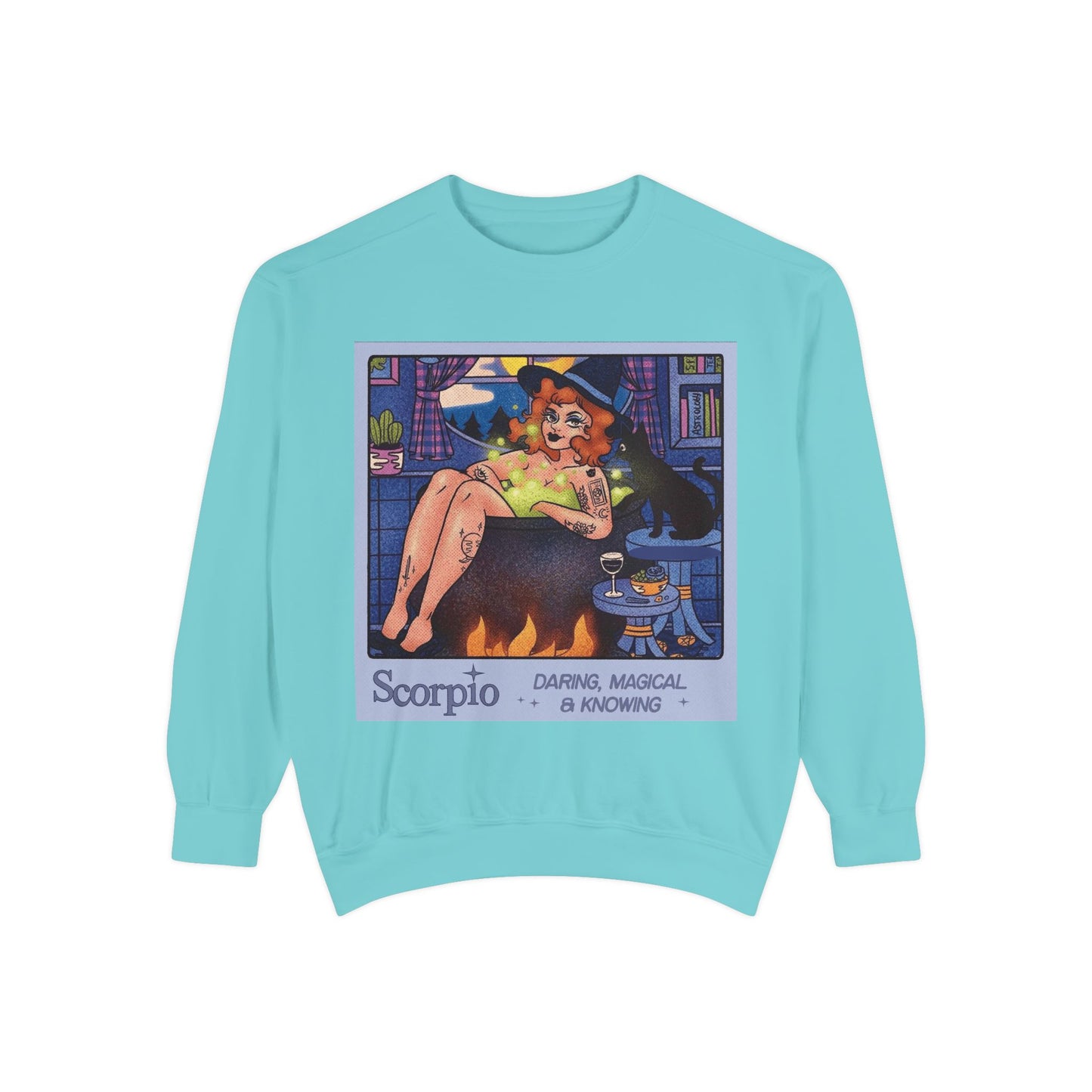 Halloween Sweater Scorpio Sweatshirt | Garment-Dyed Cozy Top, Astrology Gift, Zodiac Apparel, Witchy Fashion, Fall Wardrobe Essential