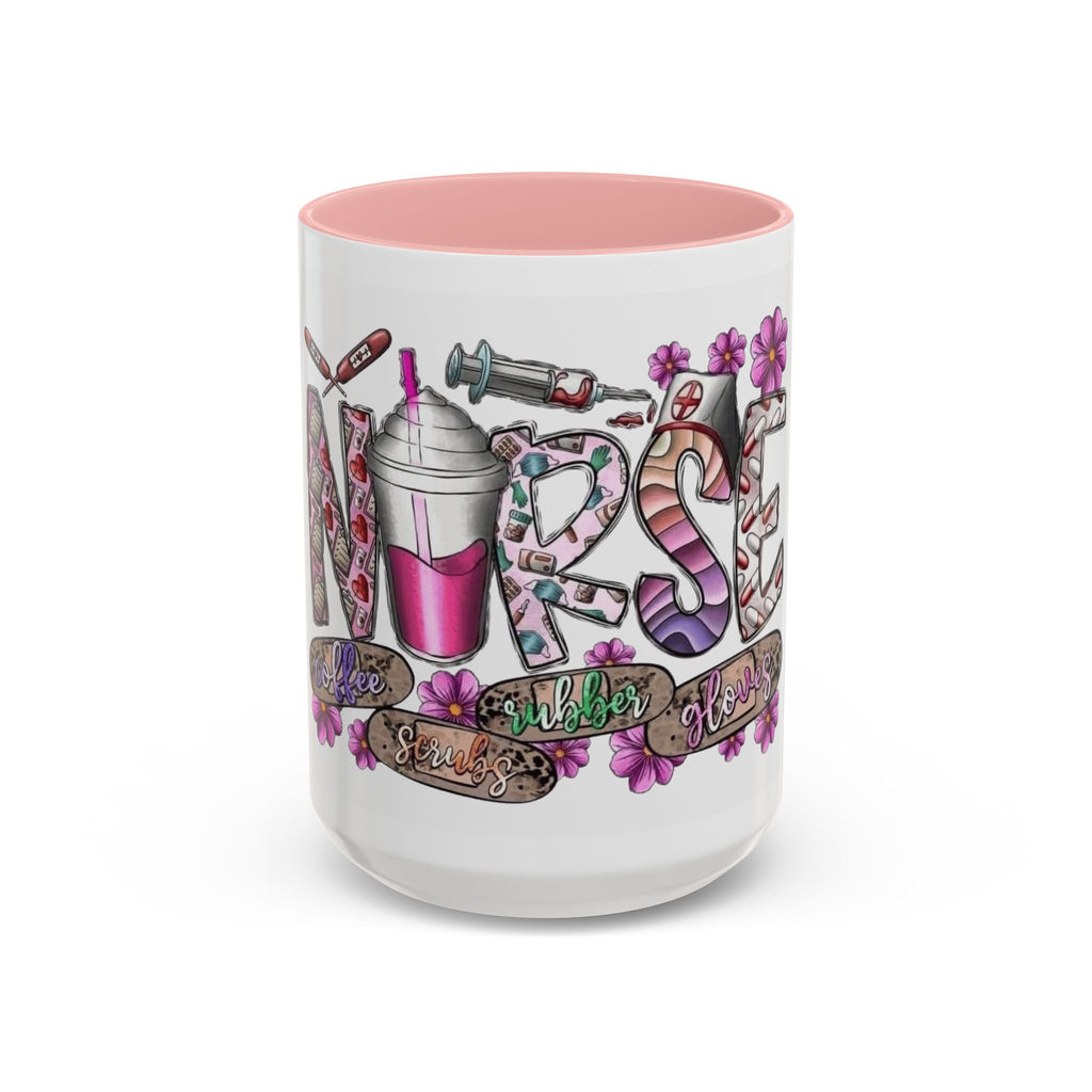 Nurse Love Coffee Mug  Cute Floral Medical Stethoscope & Syringe Design (11/15oz) Medical Christmas Mug