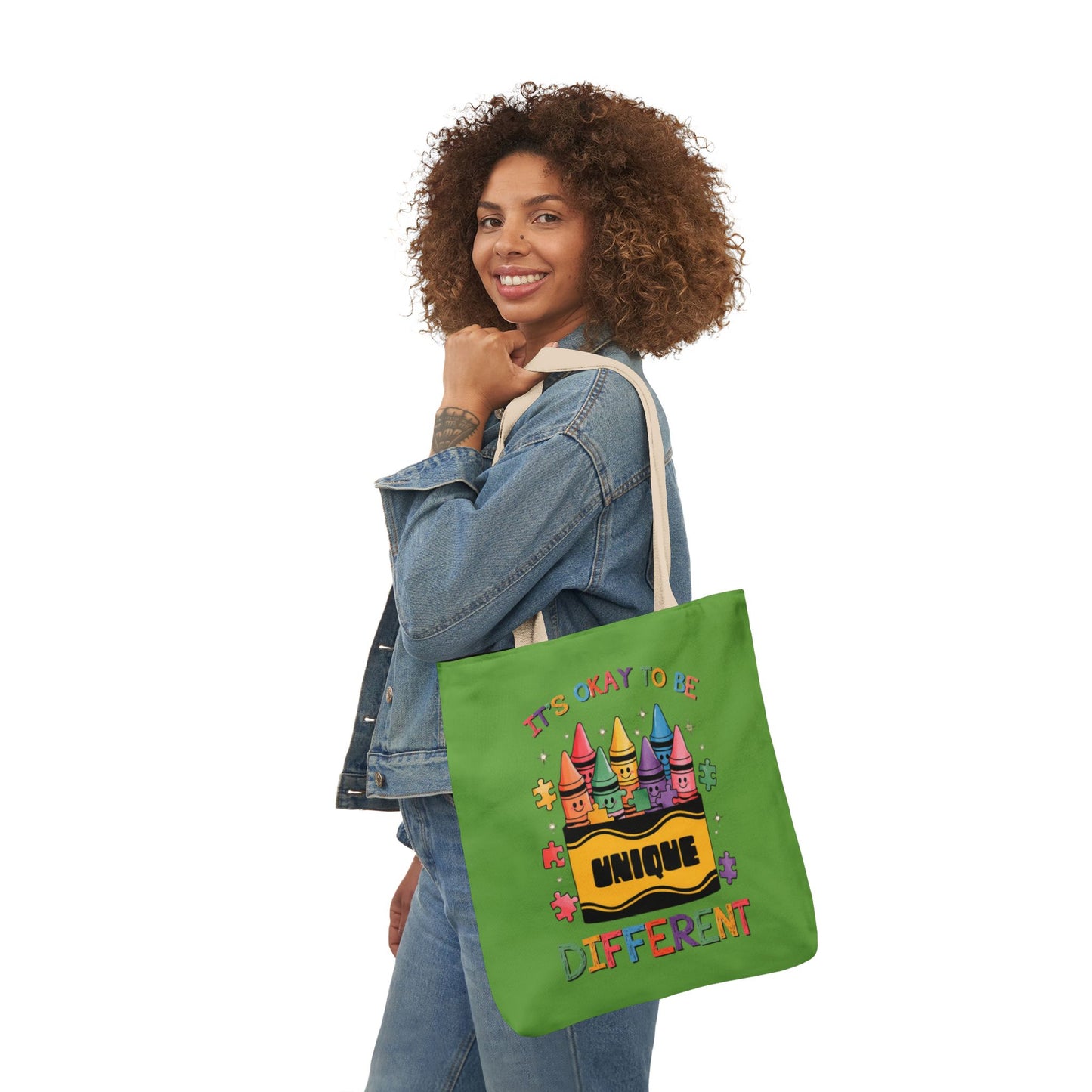 Autism Awareness & Pride Collection Unique Canvas Tote Bag with Colorful Castle Design