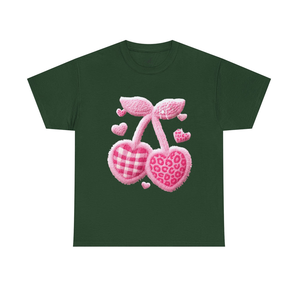 Pink Heart Cherries Tee  LOVE Graphic Valentine T-Shirt