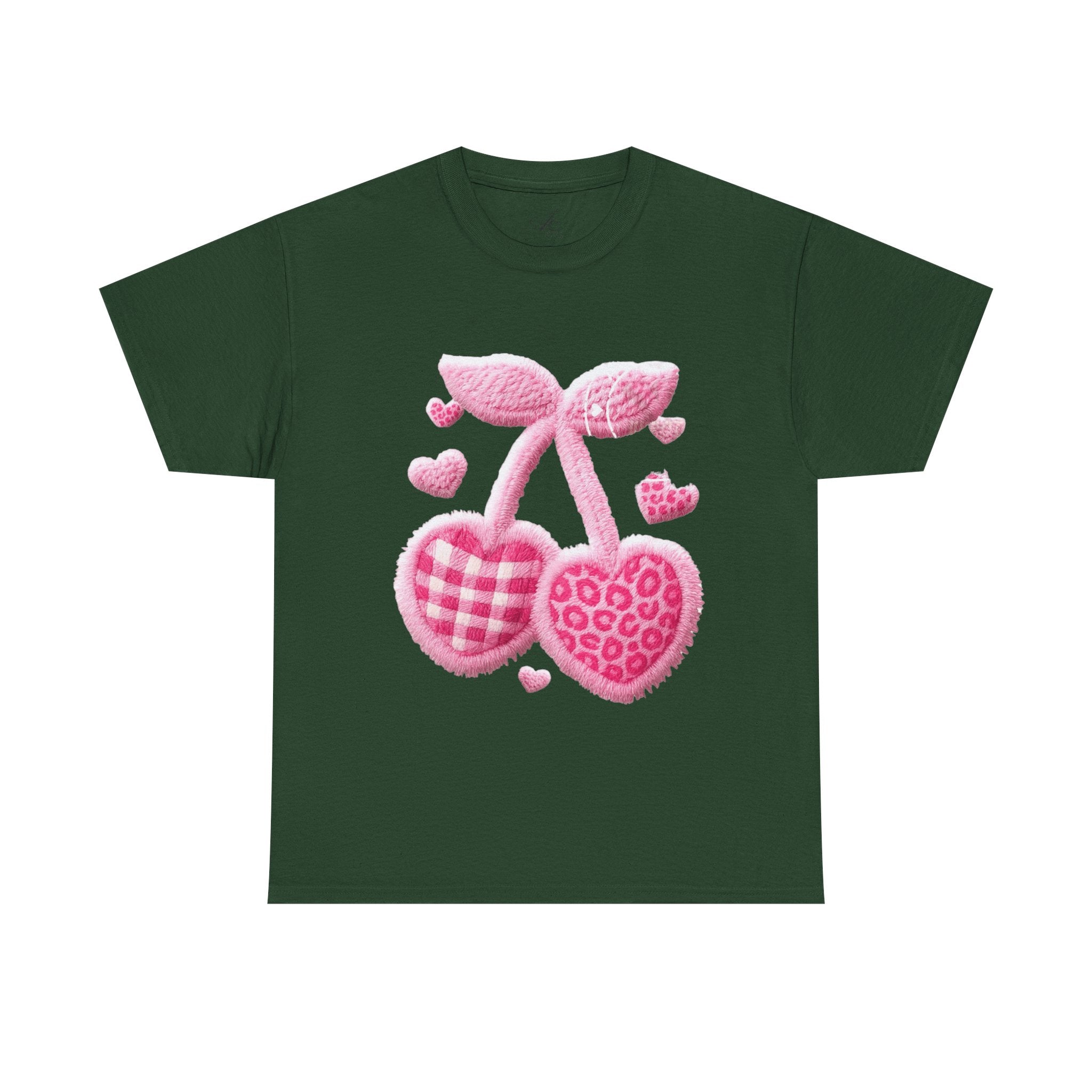 Pink Heart Cherries Tee  LOVE Graphic Valentine T-Shirt