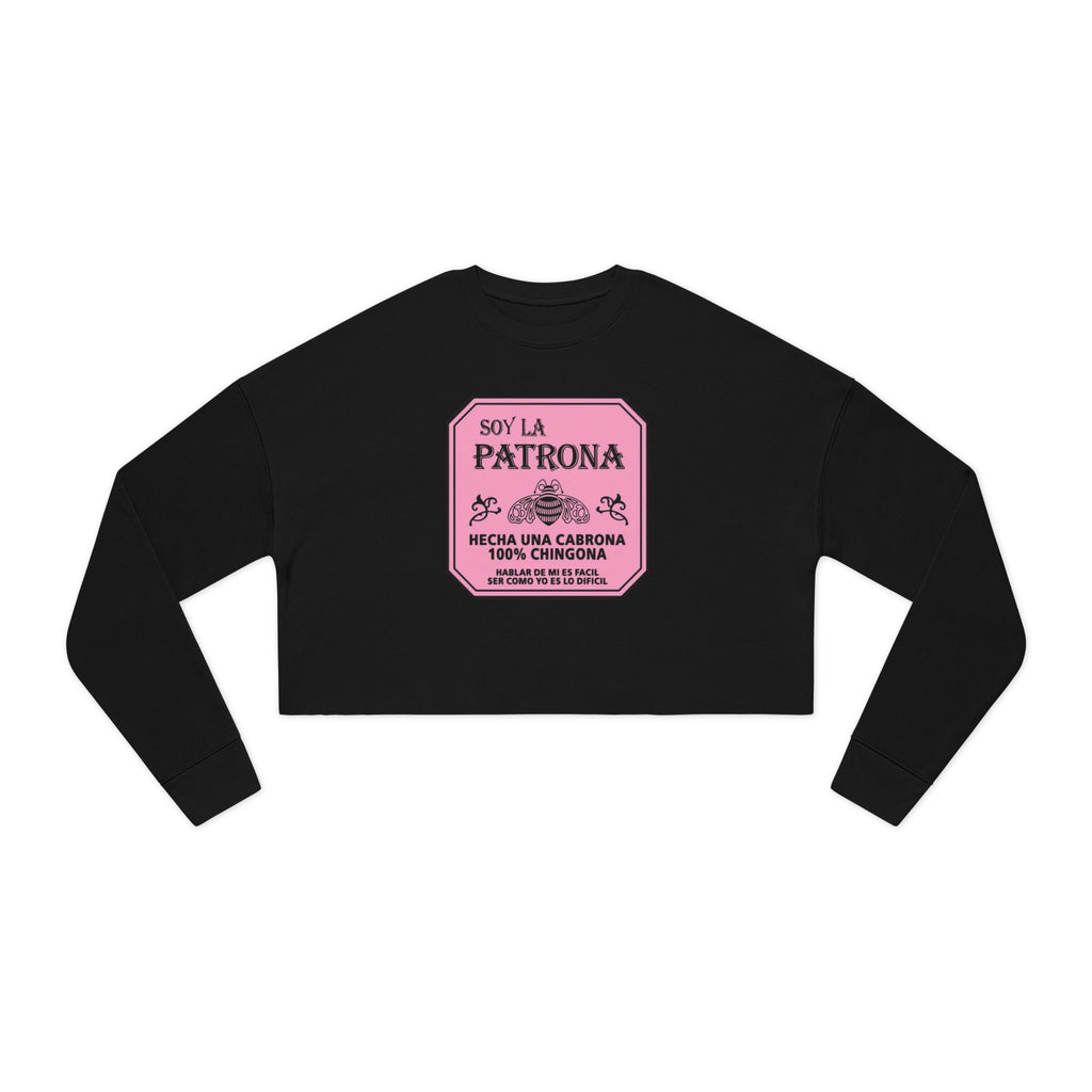 Cropped Sweatshirt “Soy La Patrona” Pink Graphic Amor Familiar Minimalista
