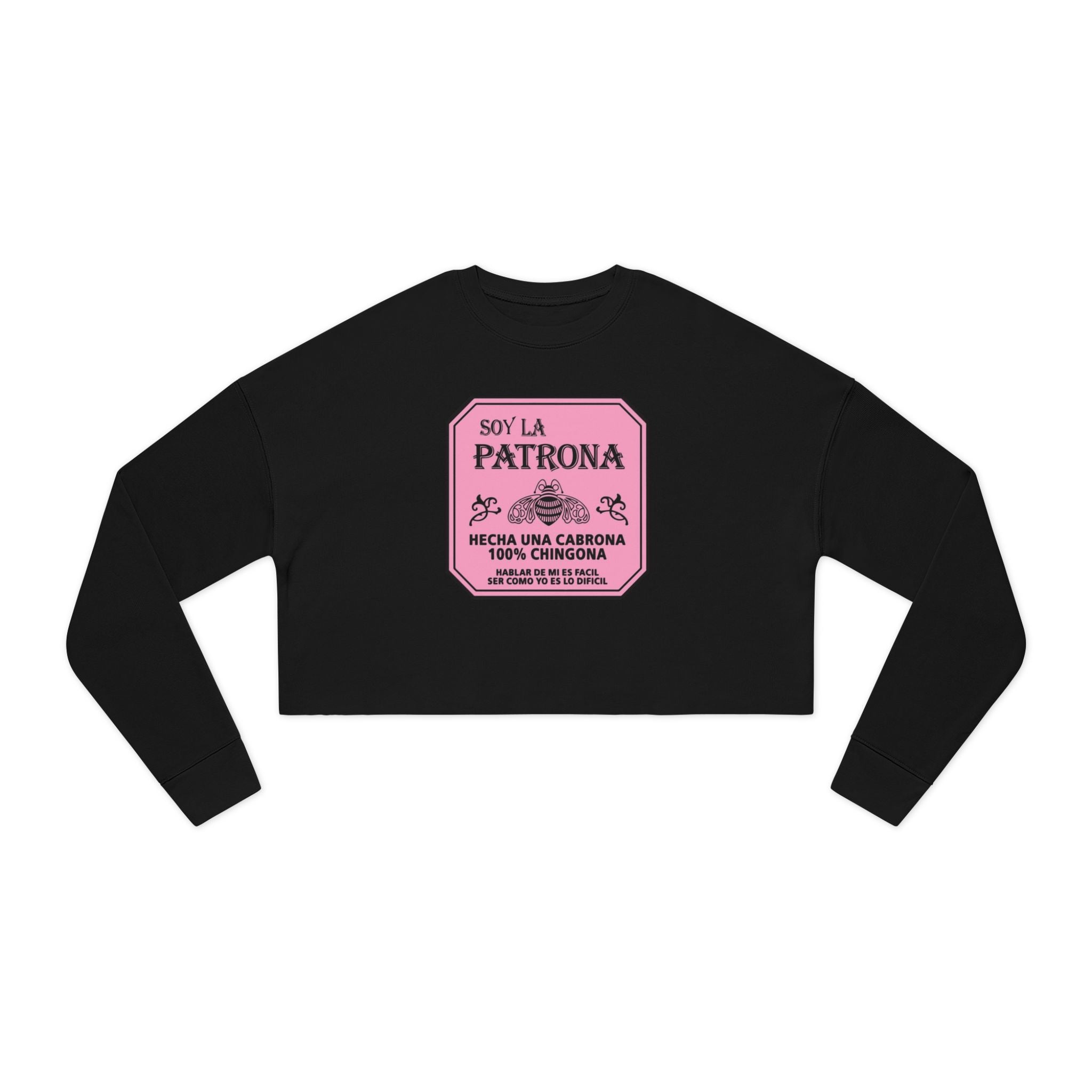 Cropped Sweatshirt “Soy La Patrona” Pink Graphic Amor Familiar Minimalista