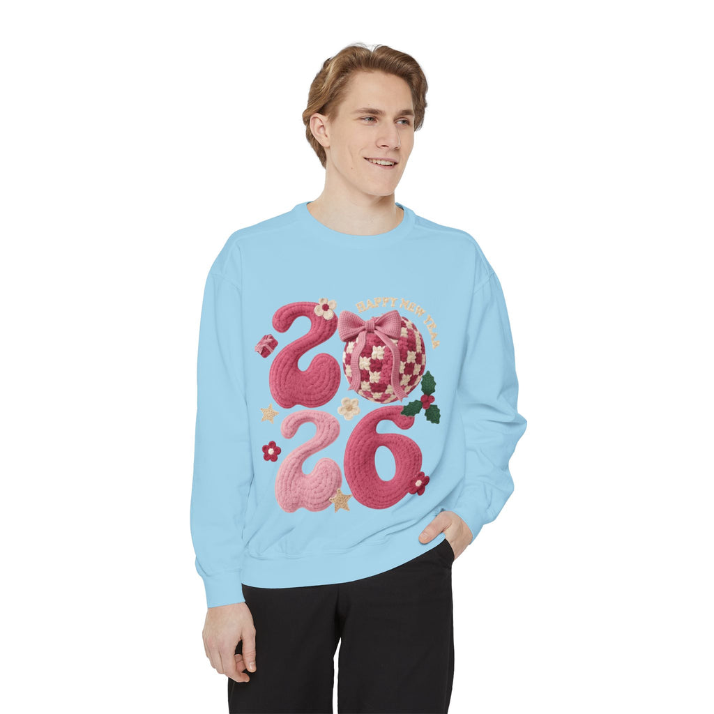 Happy New Year 2026 Sweater  Pink Festive Graphic Sweatshirt
