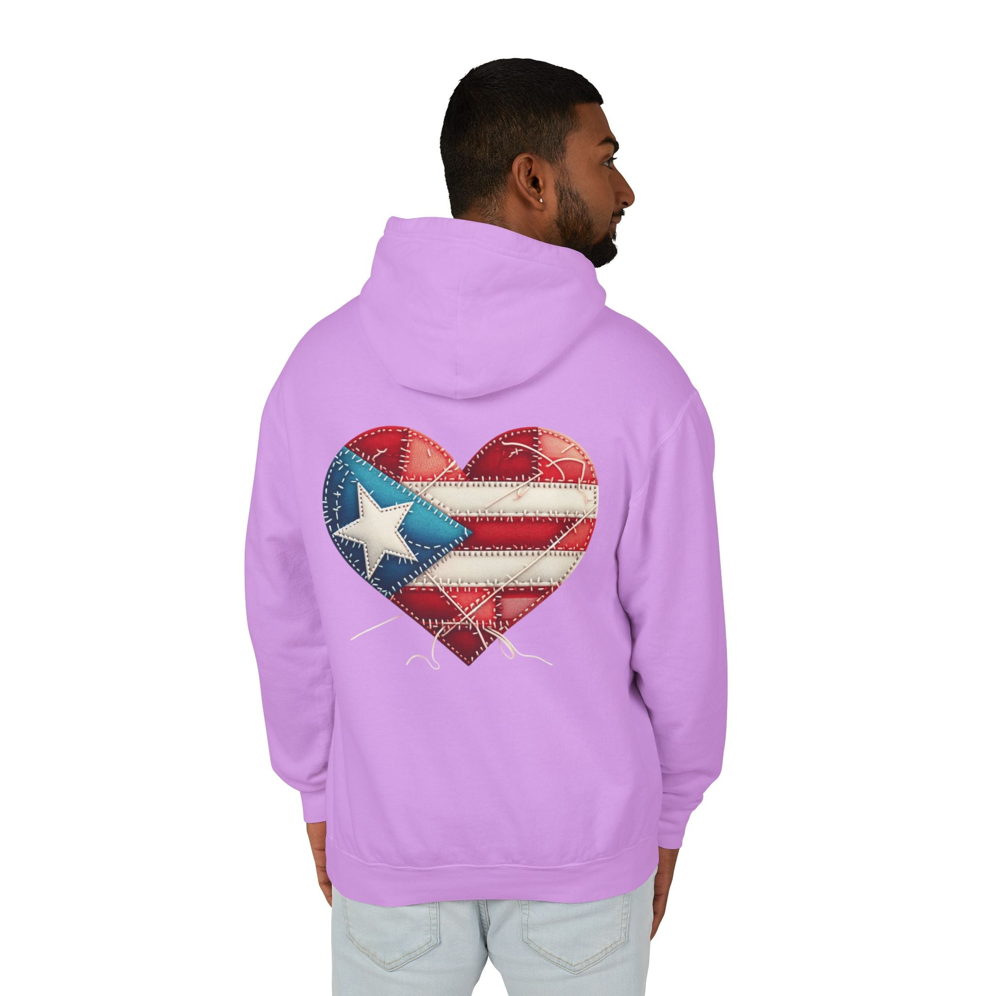 Jíbara Hoodie — Puerto Rican Heart Flag Lightweight Hooded Sweatshirt