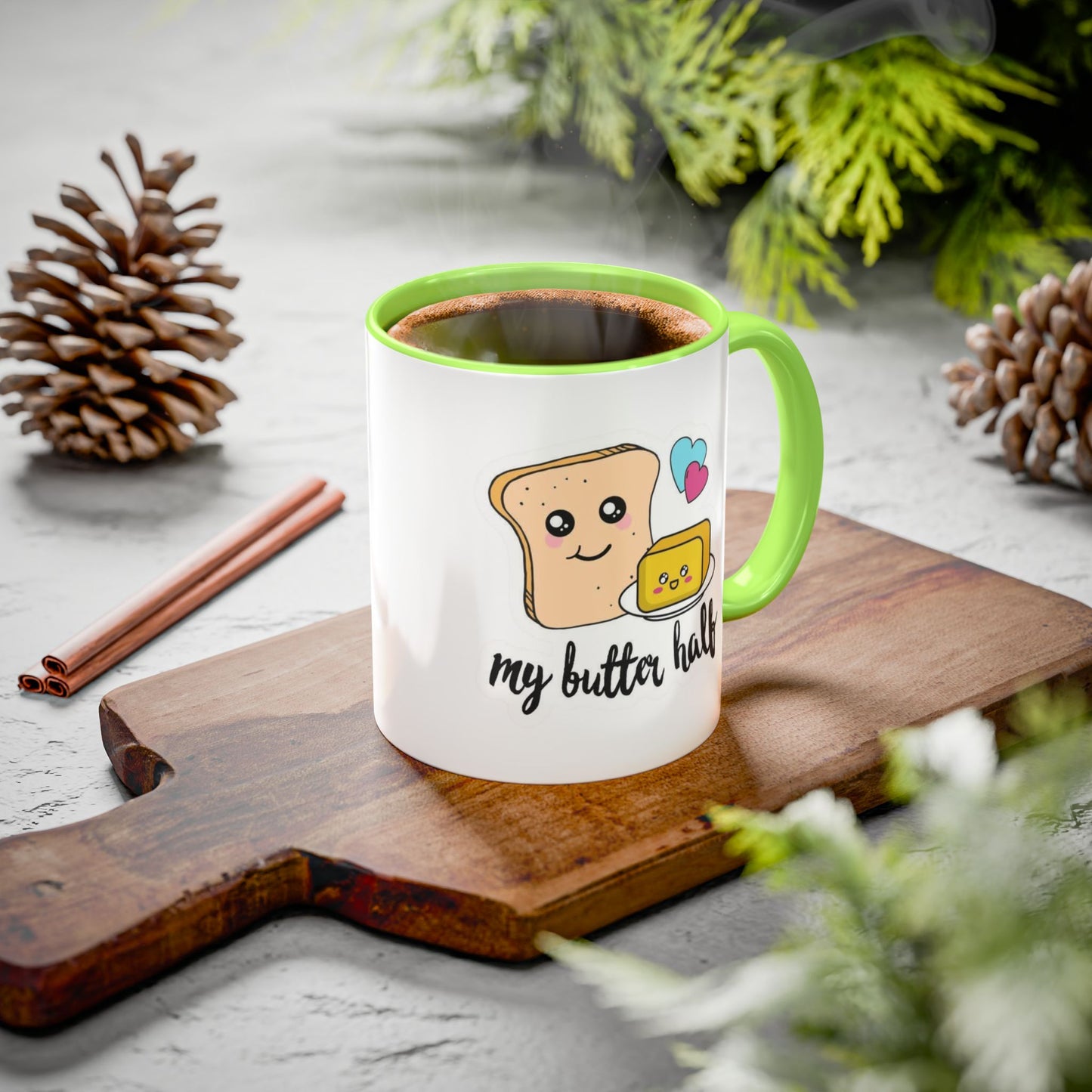 Motivational & Funny Quote Mugs Uplifting Coffee Cup Gifts Cute Foodie Relationship Mug My Butter Half Design, Colorful 11oz & 15oz