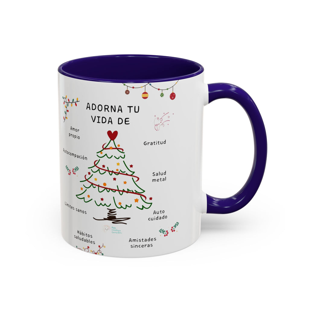 Mug — 'Adorna Tu Vida' Christmas Tree Spanish Holiday Coffee Mug (11oz/15oz)