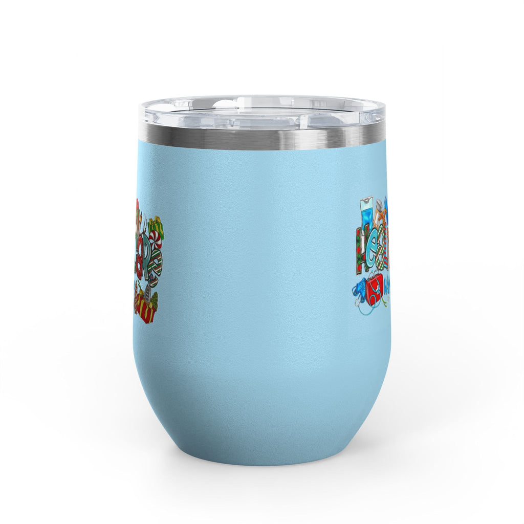 Healthcare Worker 12oz Wine Tumbler — Colorful Holiday Medical Staff Gift Medical Christmas Mug