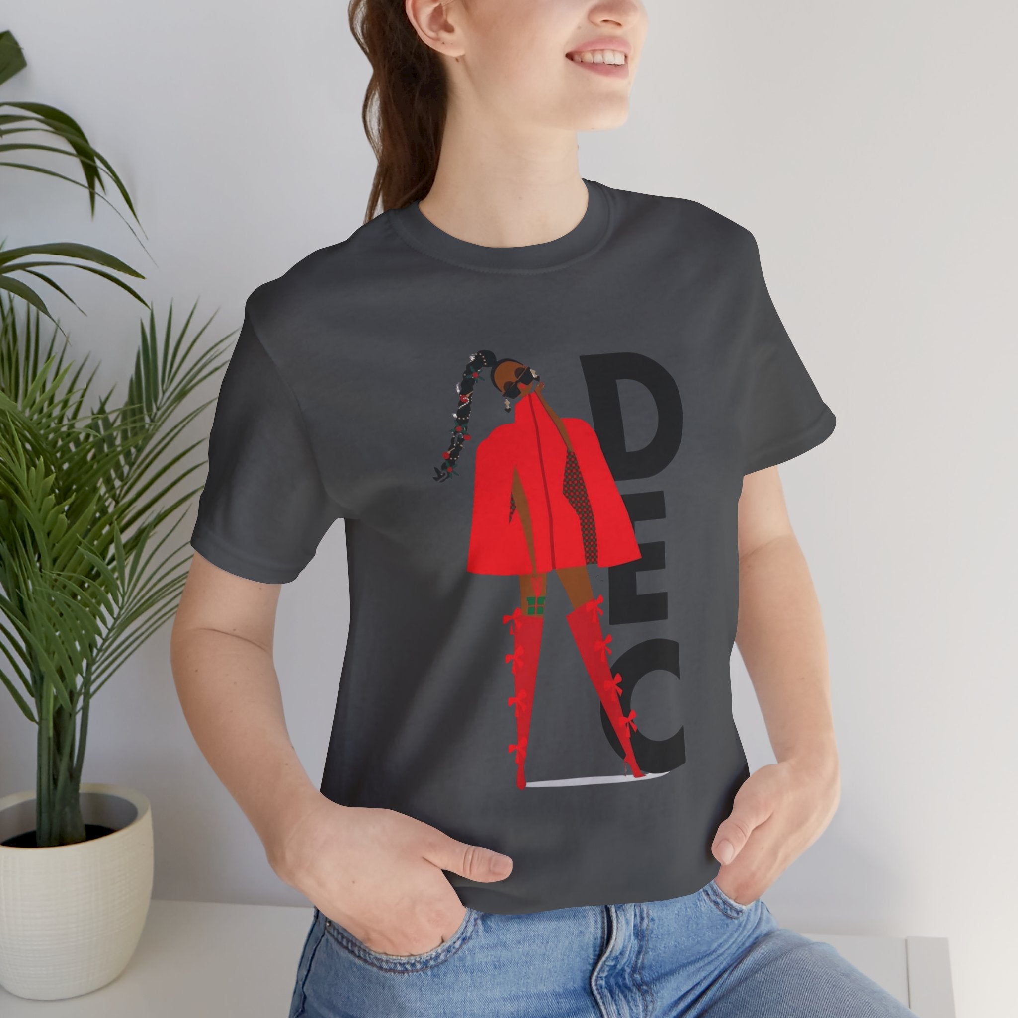December Fashion Tee  Red Coat Model Graphic Shirt
