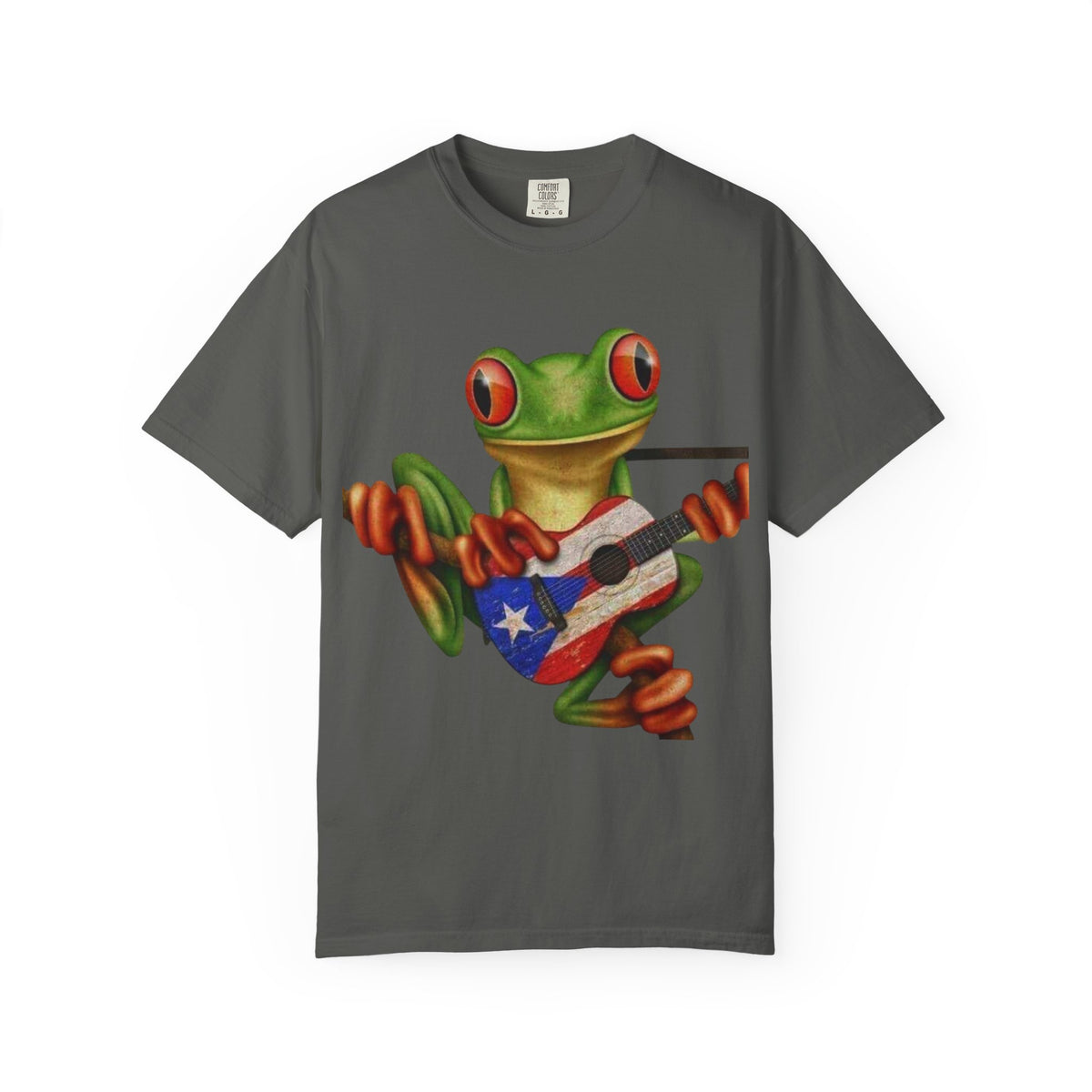 Where Boricua Meets Funky Guitar Frog T-Shirt, , Music Lover Gift, Cool Animal T-Shirt, Summer Style, Lightweight Apparel
