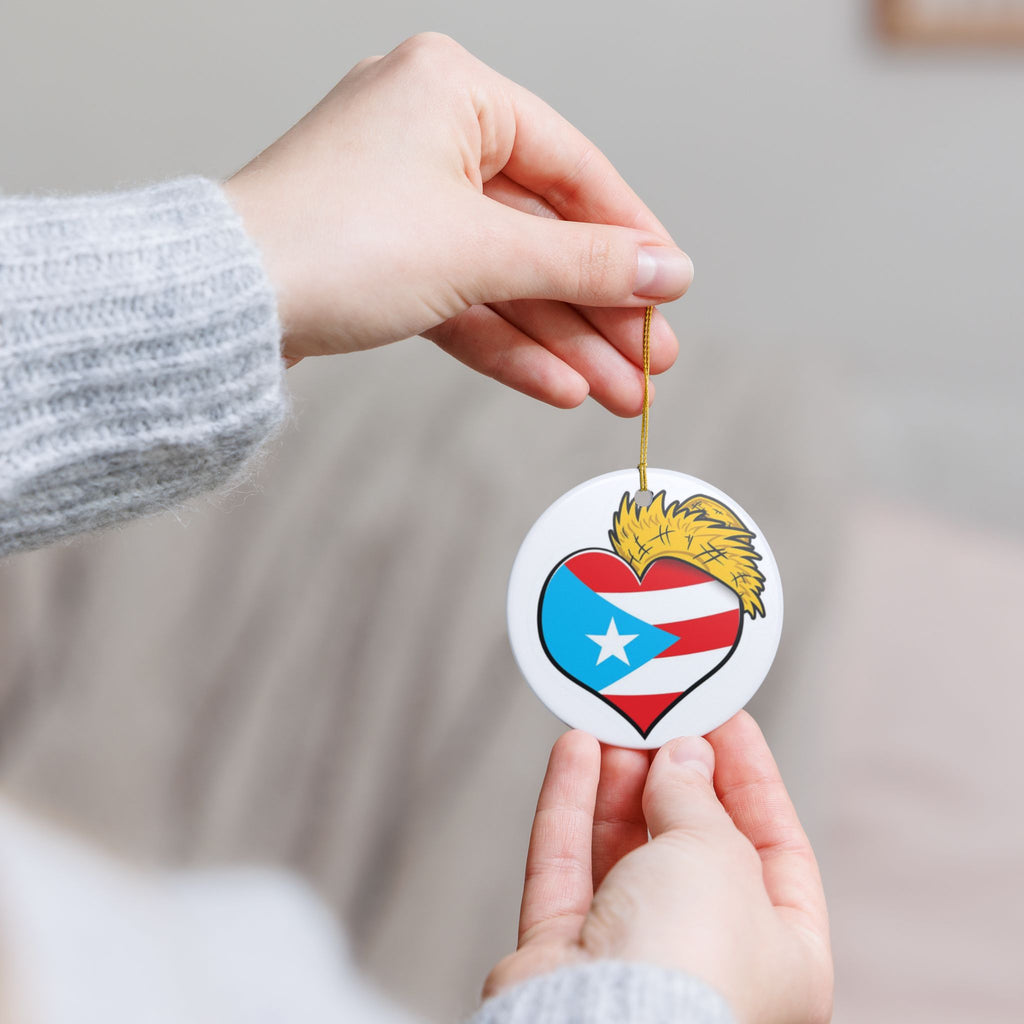 Puerto Rico Heart Ceramic Ornament  Boricua Pride  Decoration