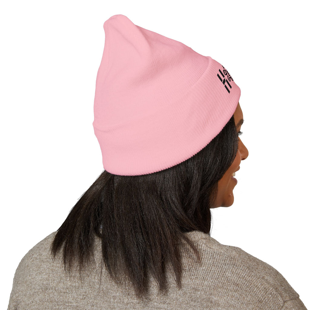 Embroidered 'Holi' Symbol Knit Hat Puerto Rico Beanie Hat – Boricua Pride Cuffed Winter Hat