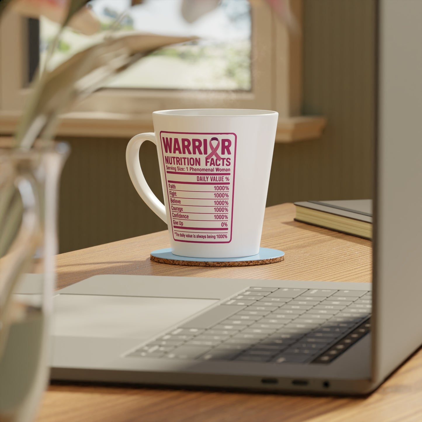 Cancer Survivor Mug Inspirational Latte Mug - 12oz "Faith, Fight, Believe"