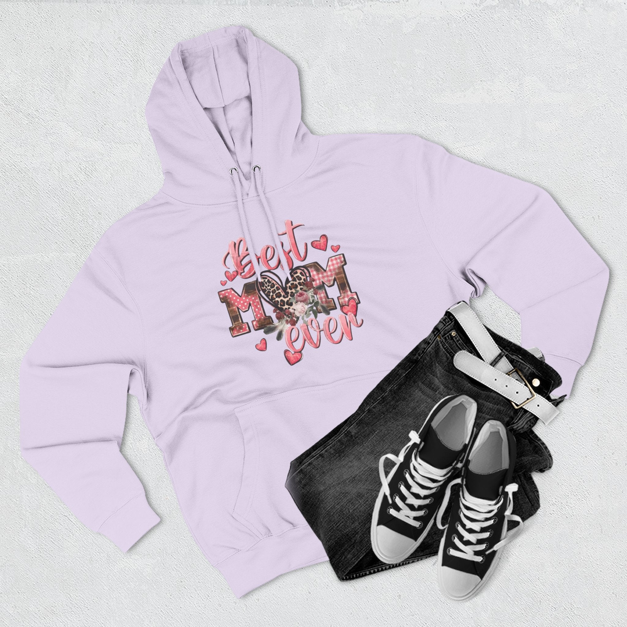 Best Mom Ever Hoodie  Leopard Heart Mother's Day Pullover