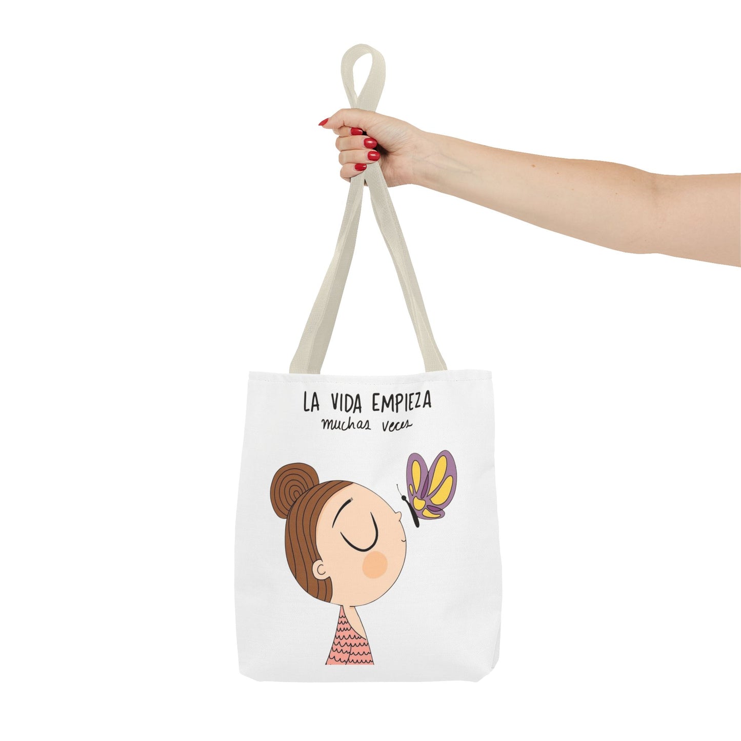 Lleva inspiración contigo a donde vayas, Eco-Friendly Carryall, Motivational Gift, Cute Reusable Shopper, Butterfly Design, Brighten Your Day
