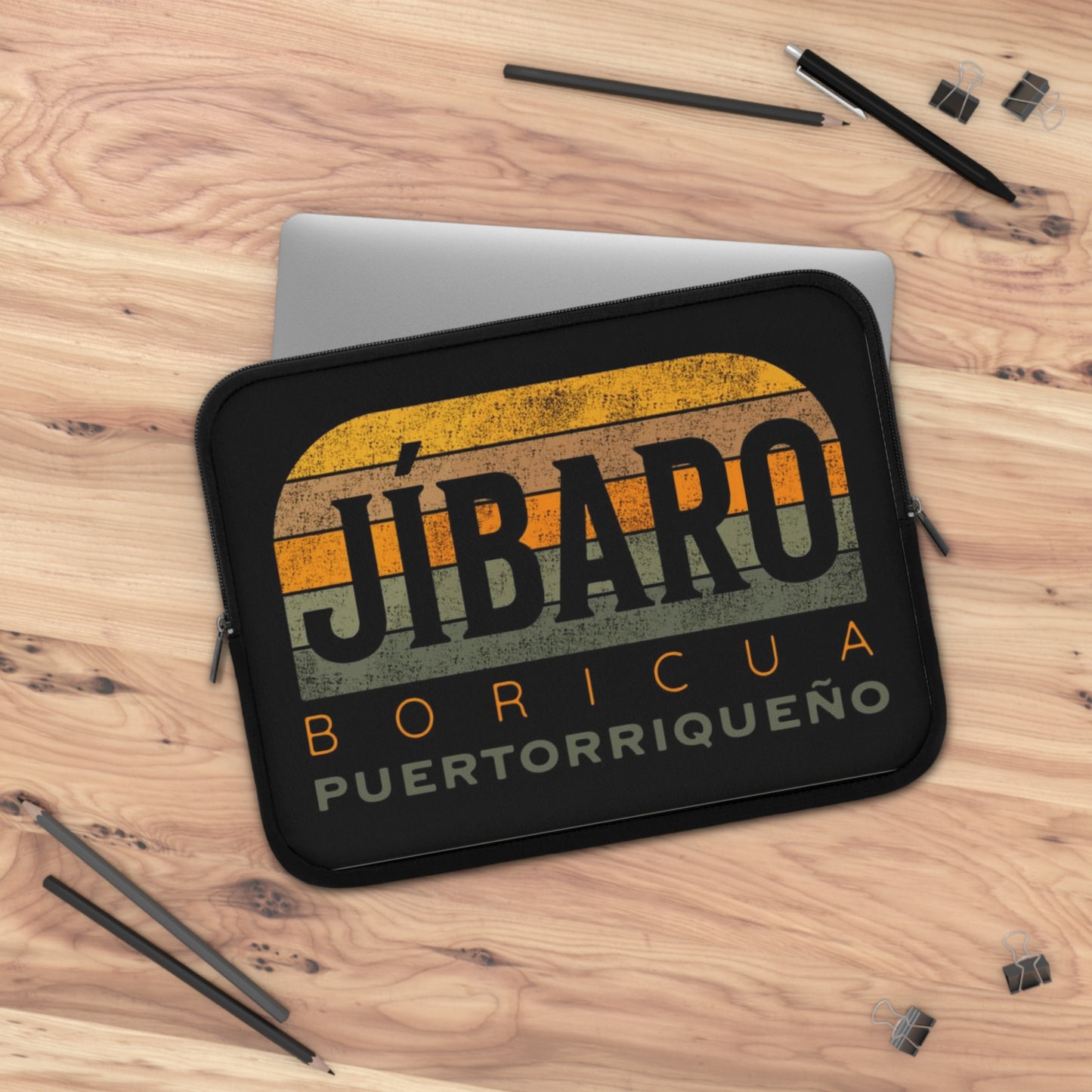 Jíbaro Boricua Laptop Sleeve – Puerto Riqueño Vintage Stripes