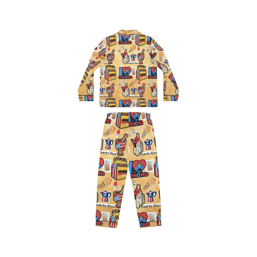 Puerto Rico Christmas Pajamas | Boricua Holiday Sleepwear | Matching Family PJs Colorful Women's Satin Pajamas - Fun Puerto Rico Party Design