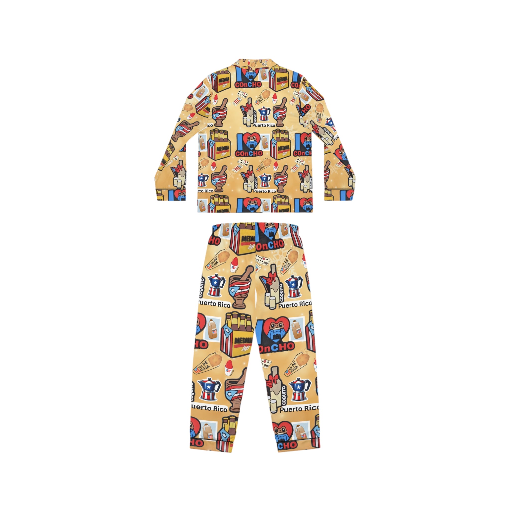 Puerto Rico Christmas Pajamas | Boricua Holiday Sleepwear | Matching Family PJs Colorful Women's Satin Pajamas - Fun Puerto Rico Party Design