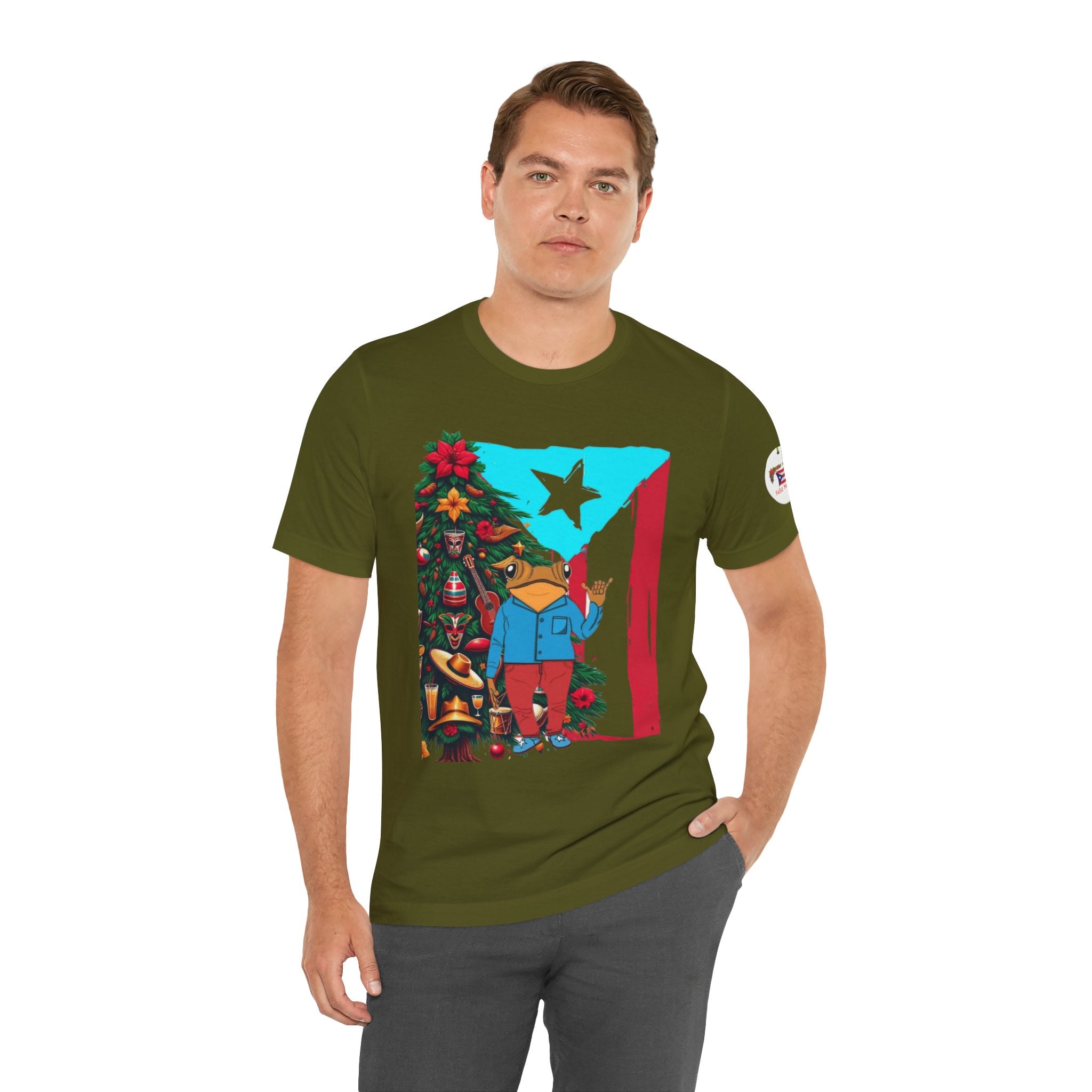 Puerto Rico Holiday T-Shirt  Coquí by Christmas Tree Graphic Puerto Rico’s Navidades