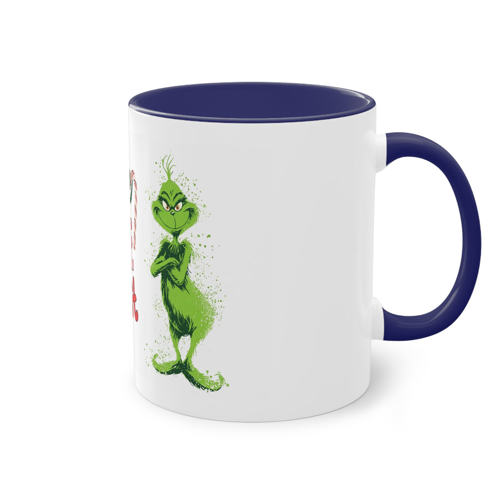 Cute Grinch Two-Tone Coffee Mug - Perfect for Holiday Cheer! Christmas Mugs Collection