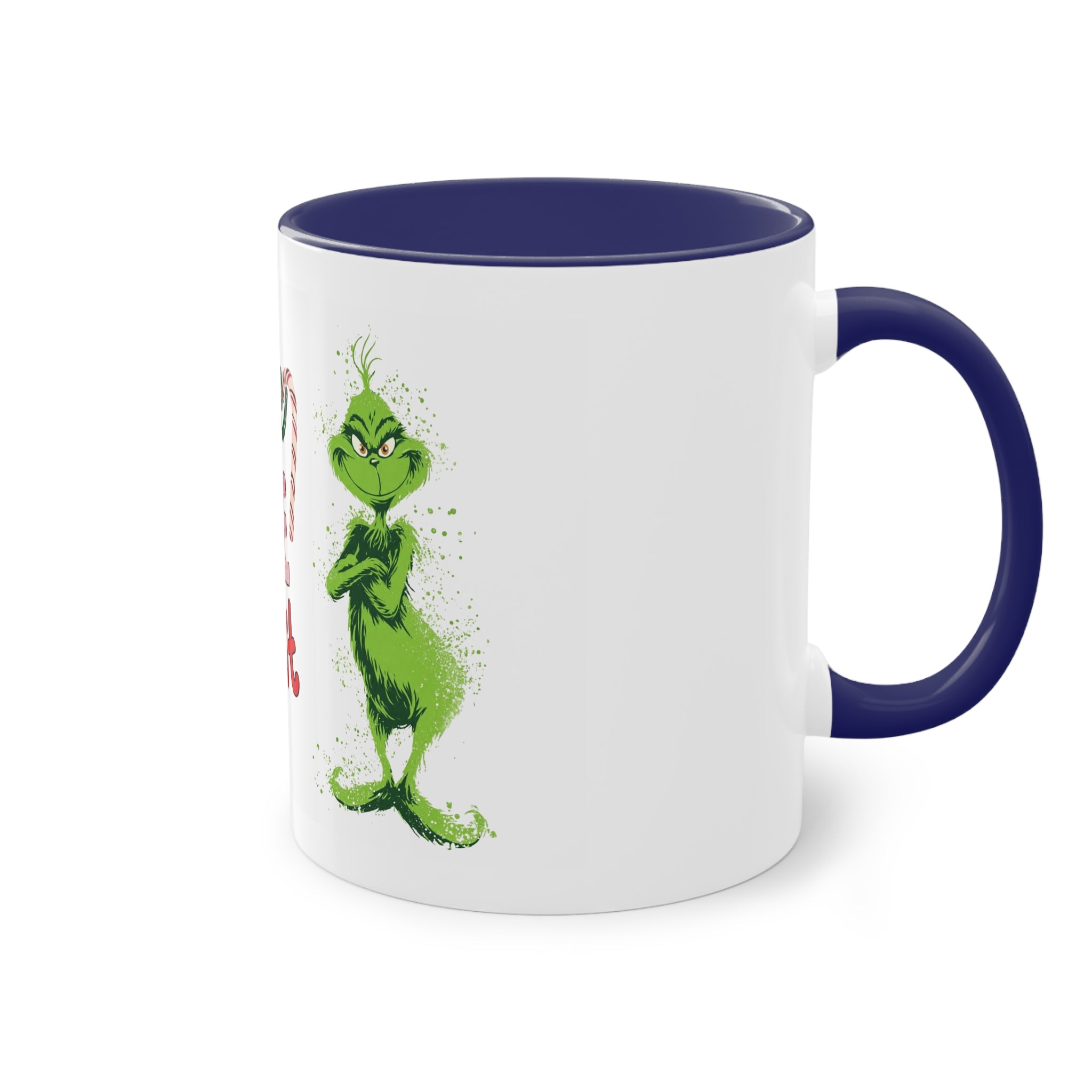 Cute Grinch Two-Tone Coffee Mug - Perfect for Holiday Cheer! Christmas Mugs Collection
