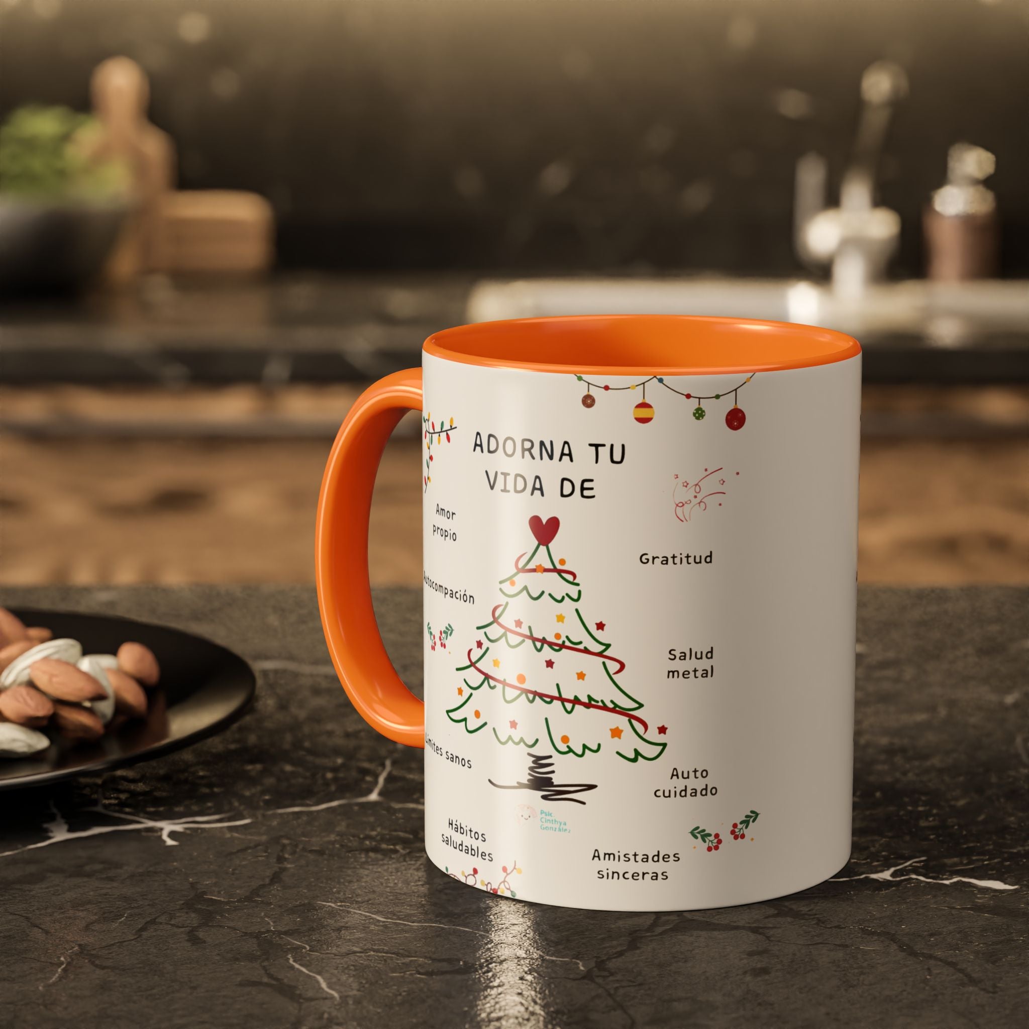 Mug — 'Adorna Tu Vida' Christmas Tree Spanish Holiday Coffee Mug (11oz/15oz)