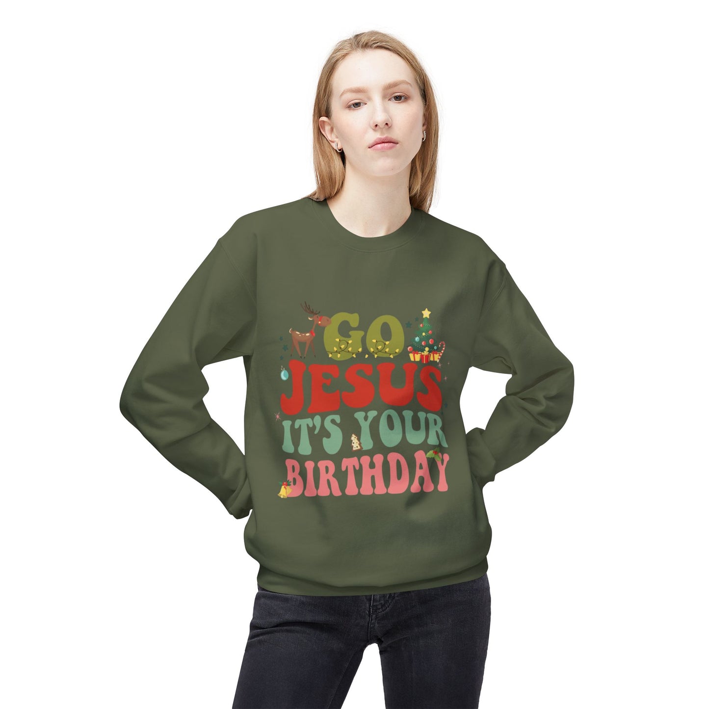 Festive Holiday Designs Go Jesus It’s Your Birthday Christmas Sweatshirt