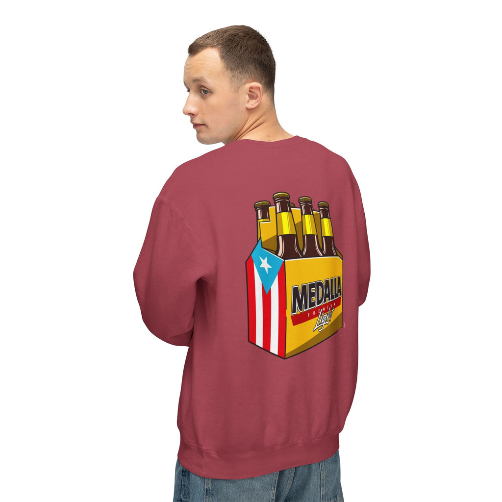 Medalla Light Puerto Rico Sweatshirt Coqui Boricua flag  Beer Pack Graphic Puerto Rico Navidades