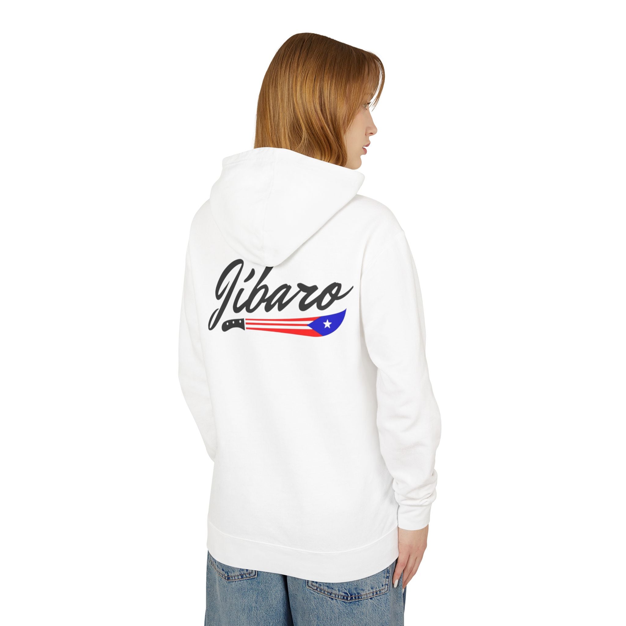 Puerto Rico Heart Flag Hoodie  "Jíbaro" Back Graphic