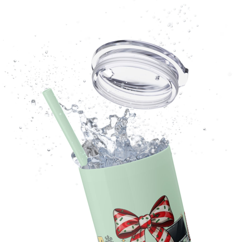 Christmas mug for the office team who keeps everything running smoothly. Candy Cane Christmas Office Secret Santa Design, 20oz with Straw