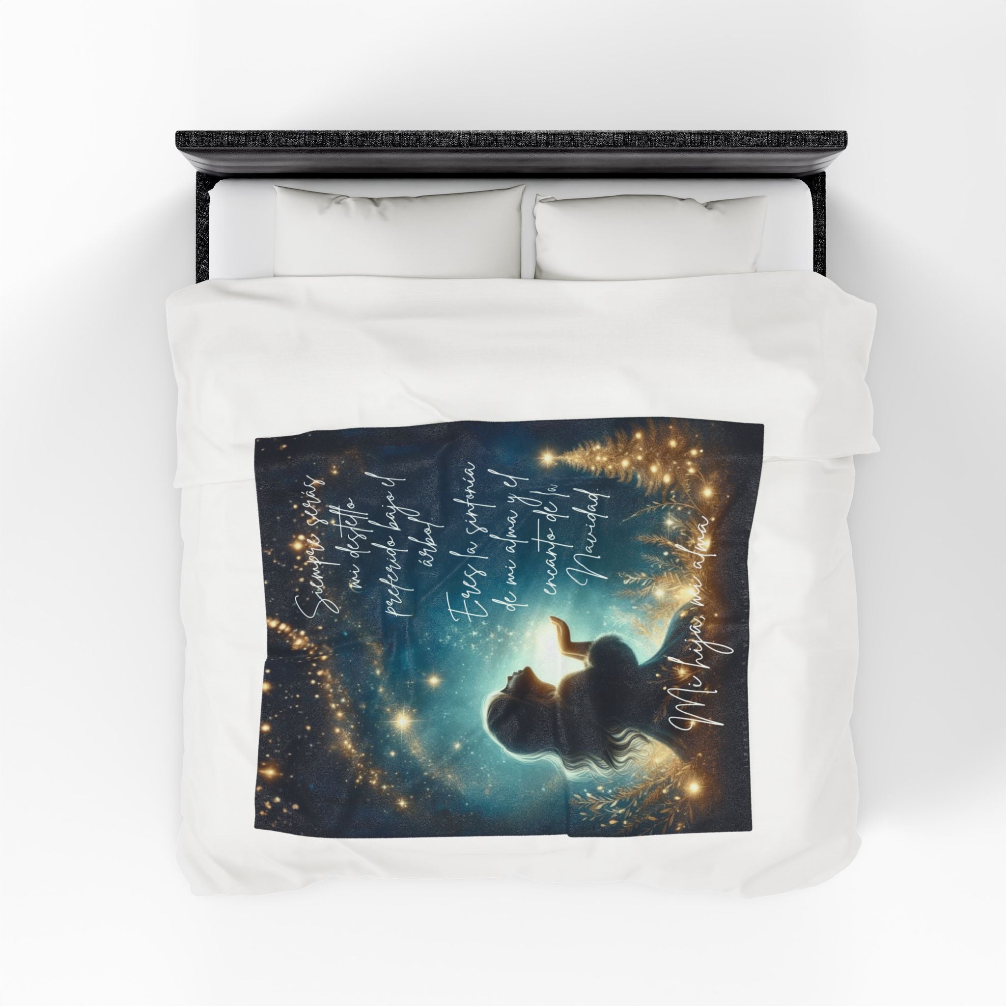 Christmas Velveteen Plush Blanket "Eres la sinfonía de mi alma" Holiday Throw