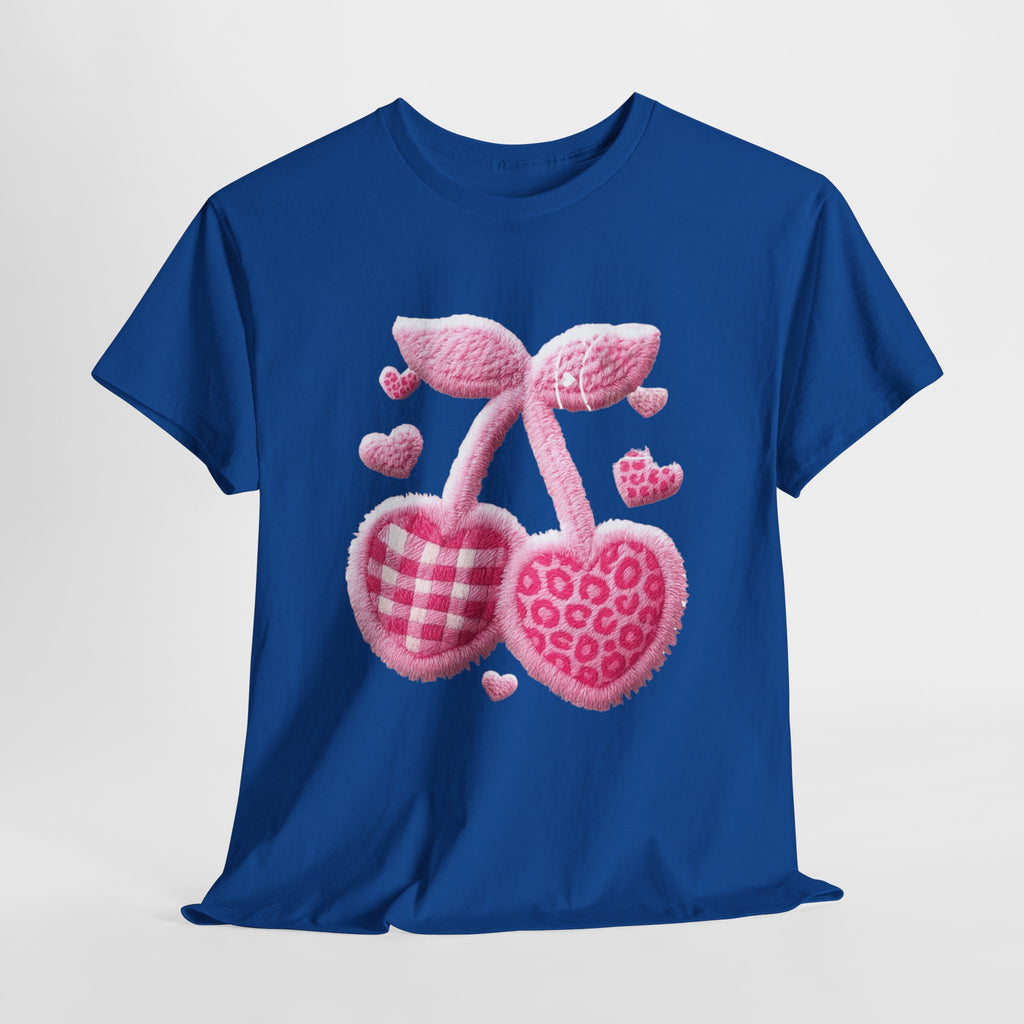 Pink Heart Cherries Tee  LOVE Graphic Valentine T-Shirt