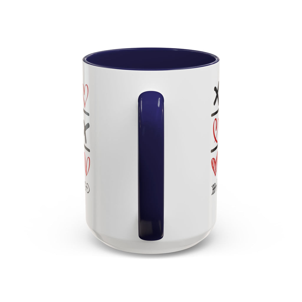 Love Wins Tic-Tac-Toe Heart Accent Coffee Mug — Romantic Valentine 11/15oz