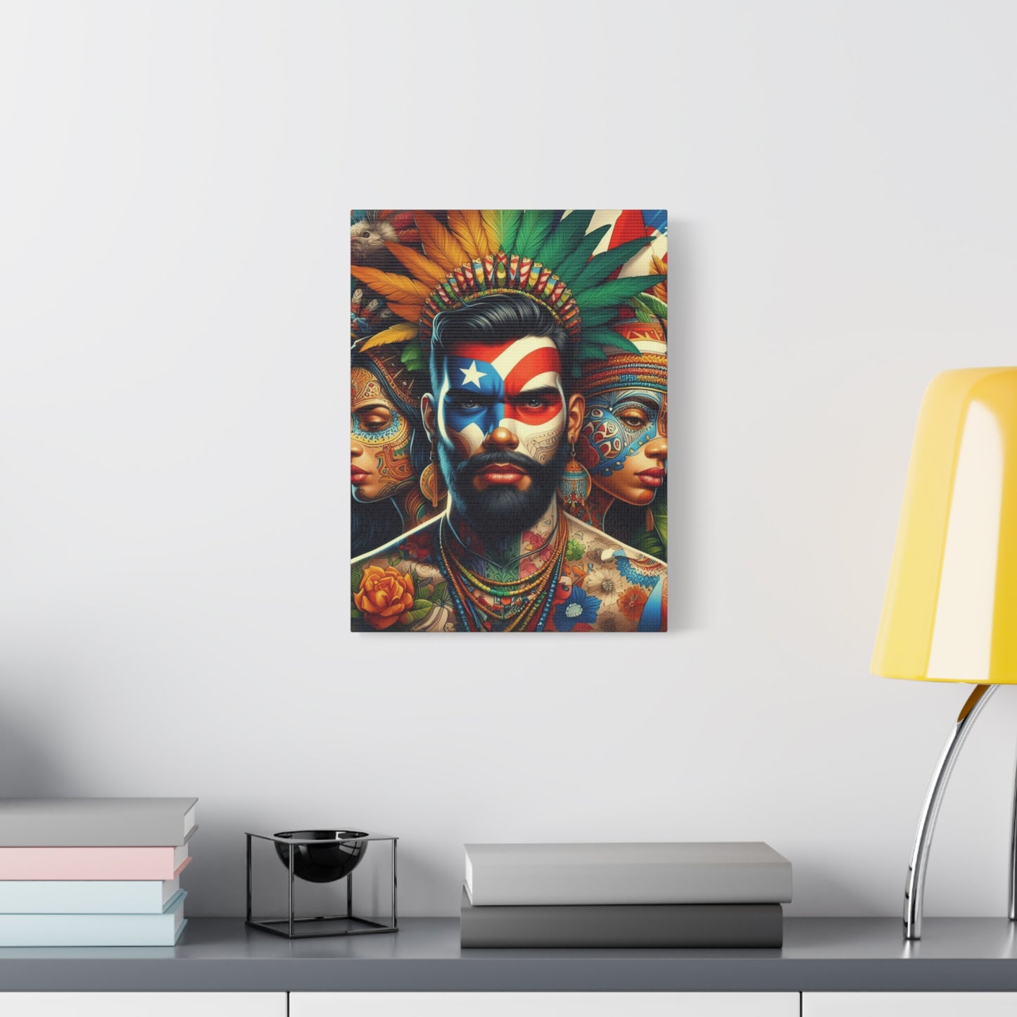 La Isla del Encanto Taíno Symbol Design Vibrant Cultural Art Canvas Print, Wall Decor, Home Decoration, Unique Artwork, Bohemian Style, Gift for Art Lovers