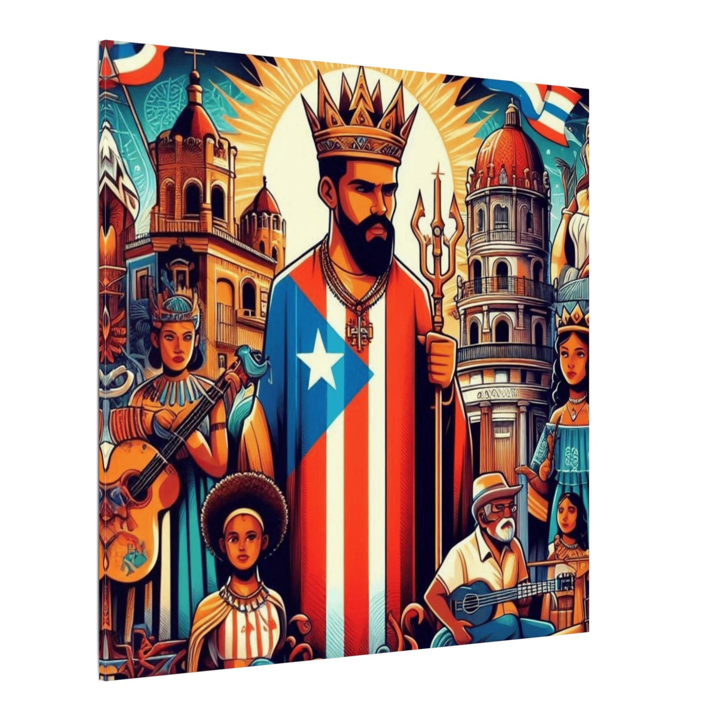 Vibrant Puerto Rican Art Canvas, Cultural Wall Decor, Celebration Decor, Unique Gift, Home Accent, Multi-Size
