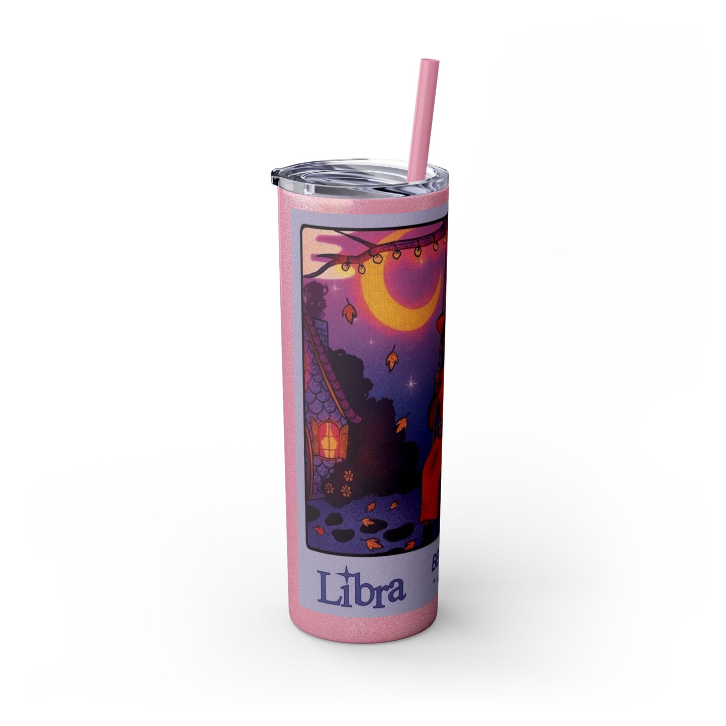 🎁 Spooky season gifts Enchanting Libra Skinny Tumbler with Straw | 20oz | Perfect for Halloween, Witchy Vibes, Astrology Lovers, Gift Idea, Custom Beverage Holder