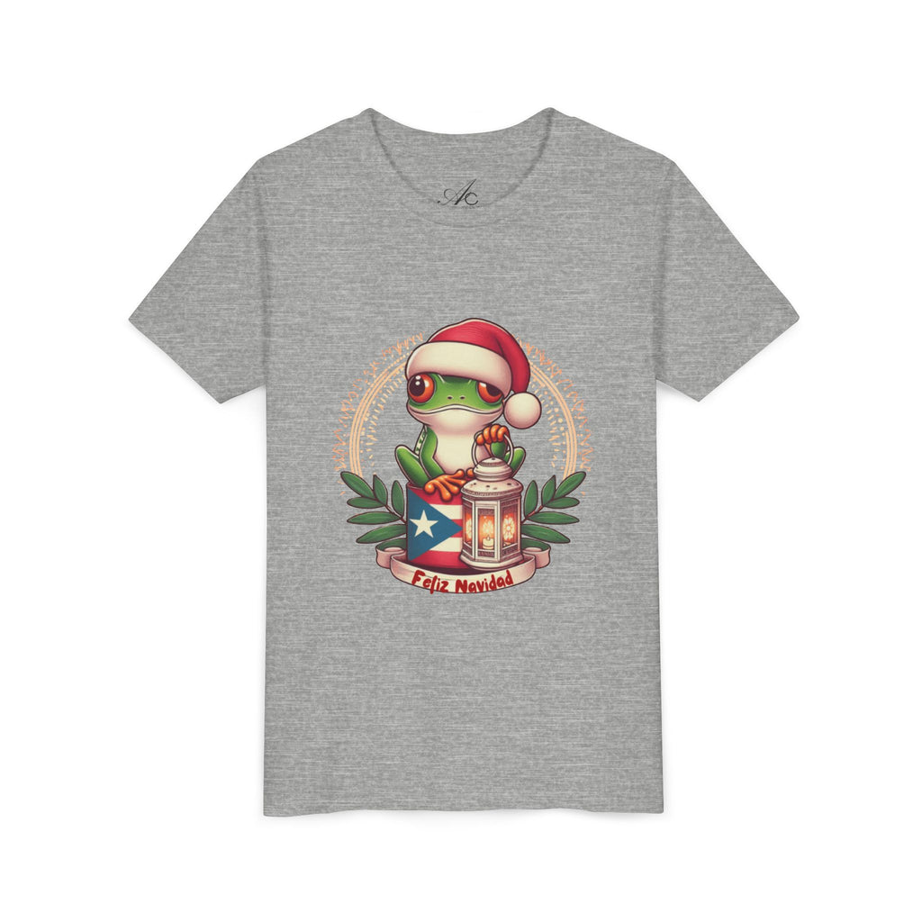 Kids Tee Cute Frog with Puerto Rican Flag & Lantern (Feliz Navidad)