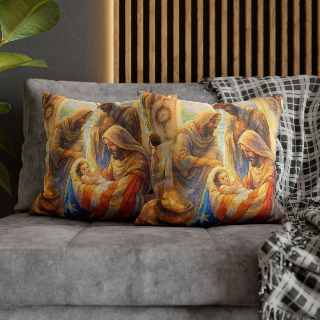 The Tree Kings with  Baby Jesus Decorative Pillow los Tres Reyes Magos Puerto Rico Culture Pillow