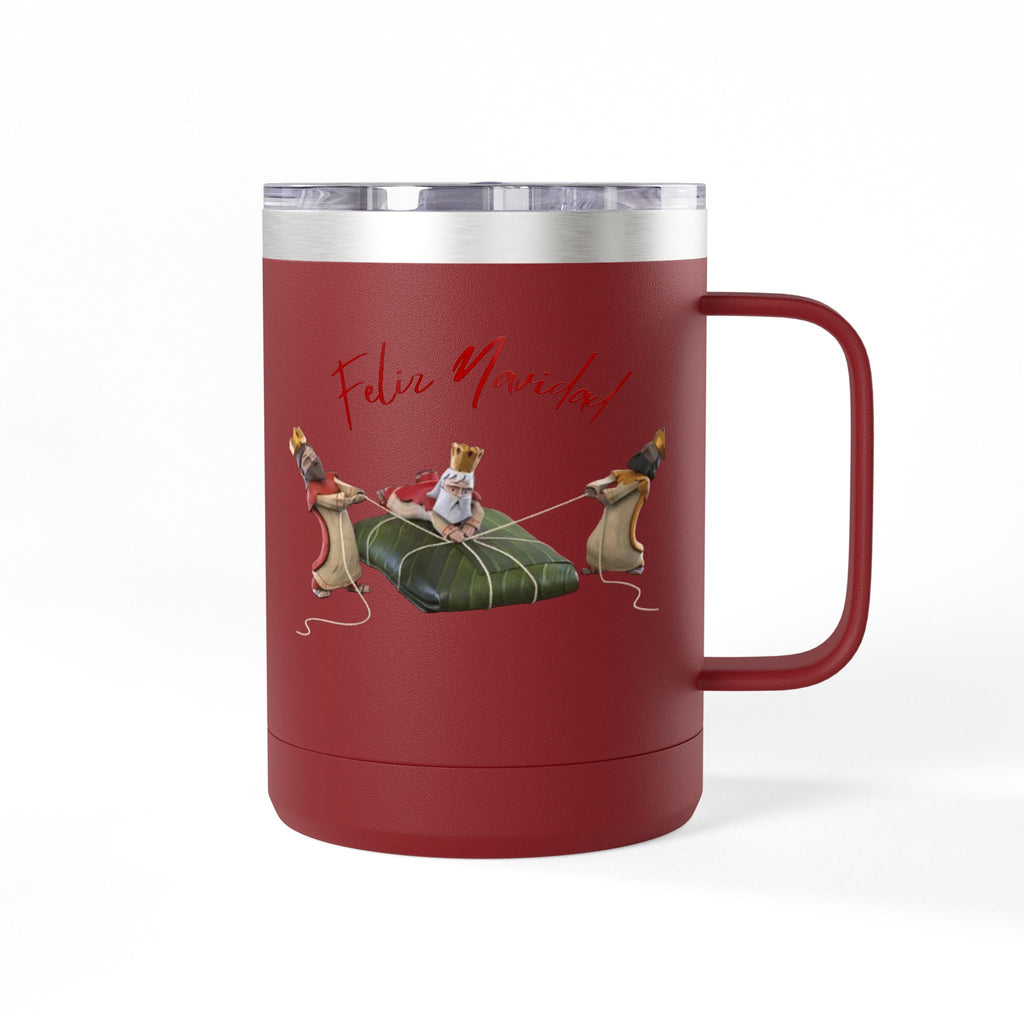 3 KINGS Holiday Travel Tumbler — 'Feliz Navidad' Dachshund Santa Design Coffee Cup for Fun Celebrations
