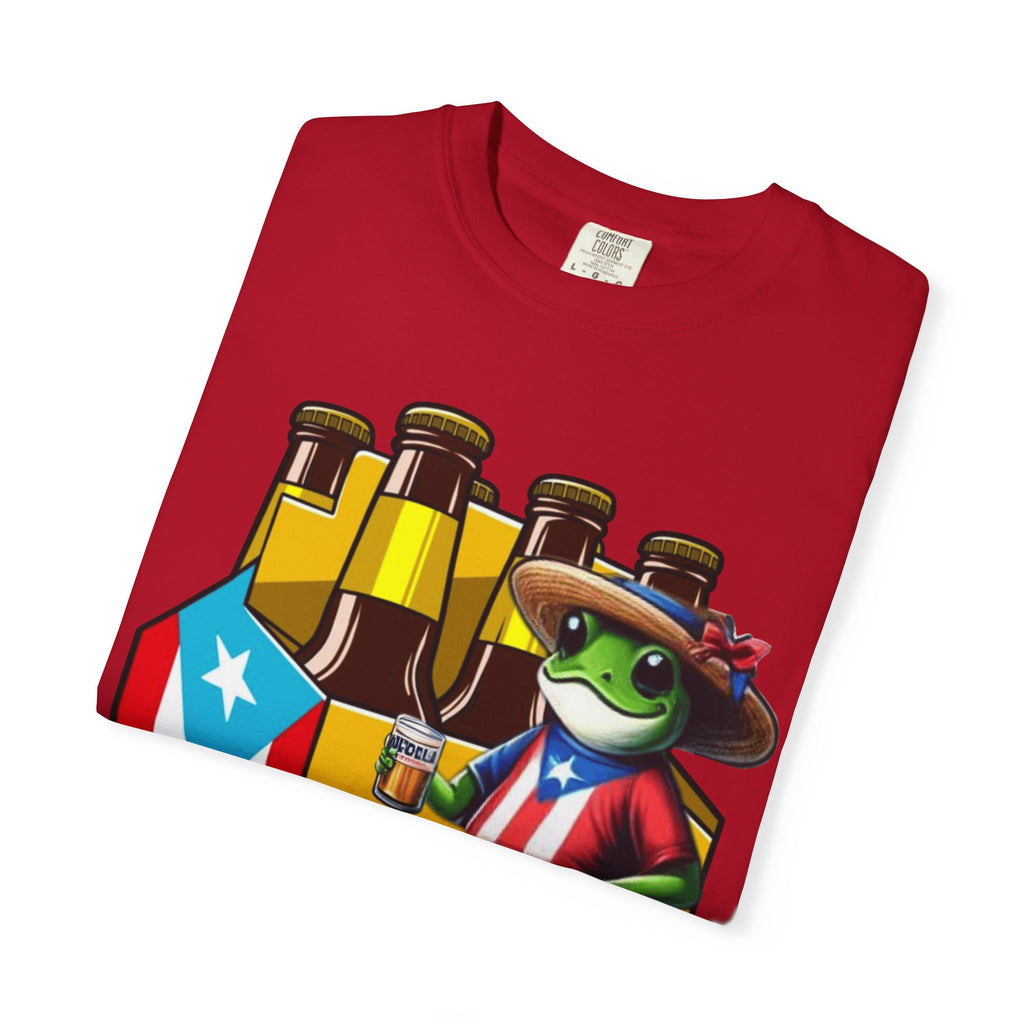Medalla Light Puerto Rican Beer T-Shirt Coqui Frog Mascot Six-Pack Graphic Tee Puerto Rico’s Navidades