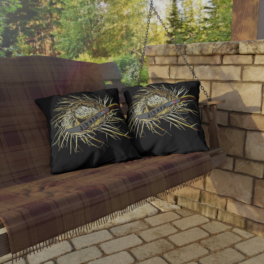 Puerto Rico Culture Pillow Outdoor Pillow – Rustic Straw Hat & Machete Design (Jibaro)