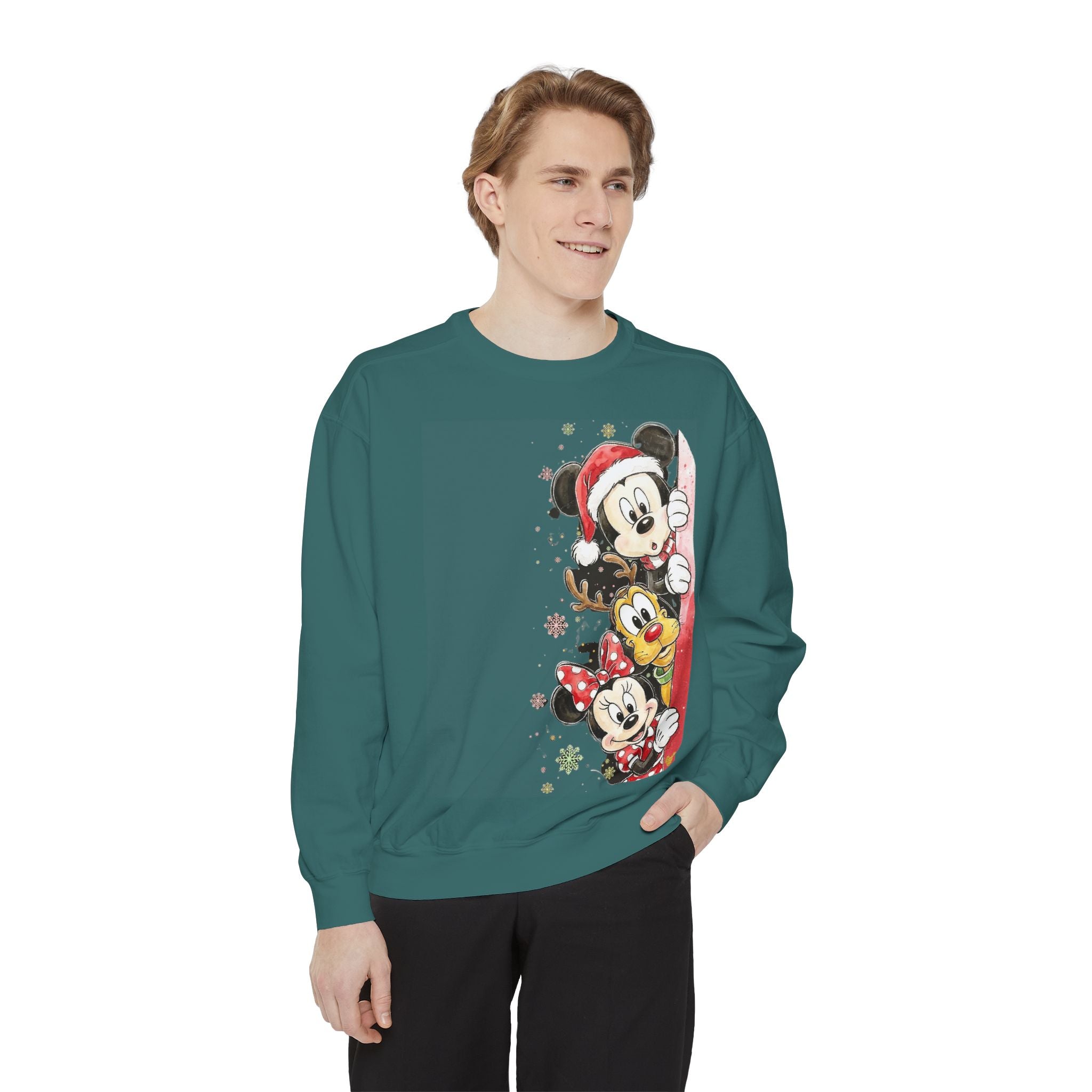 Christmas Disney Characters Sweatshirt  Mickey, Minnie & Pluto Holiday Crew Cartoon Christmas T-shirts and Sweaters