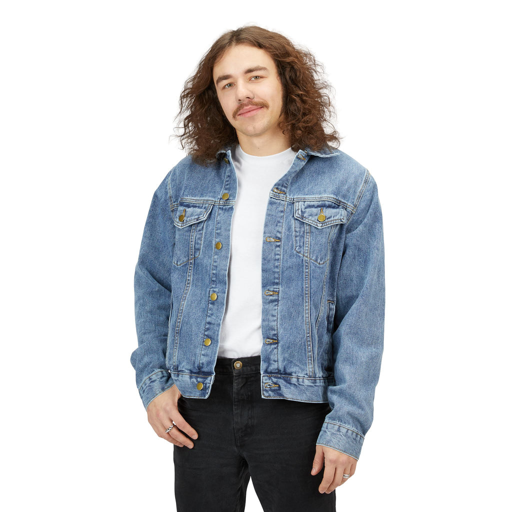 Denim Jacket with St. Patrick’s Teddy Bear Back Patch — Lucky Shamrock Graphic
