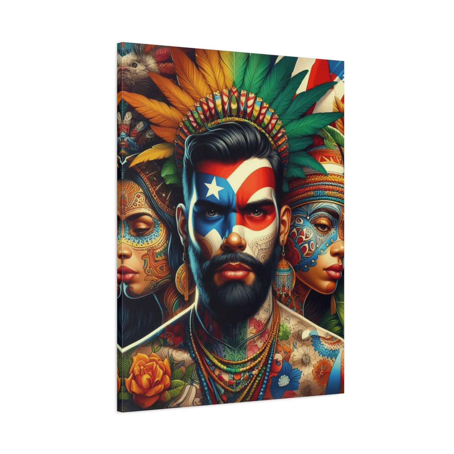 La Isla del Encanto Taíno Symbol Design Vibrant Cultural Art Canvas Print, Wall Decor, Home Decoration, Unique Artwork, Bohemian Style, Gift for Art Lovers