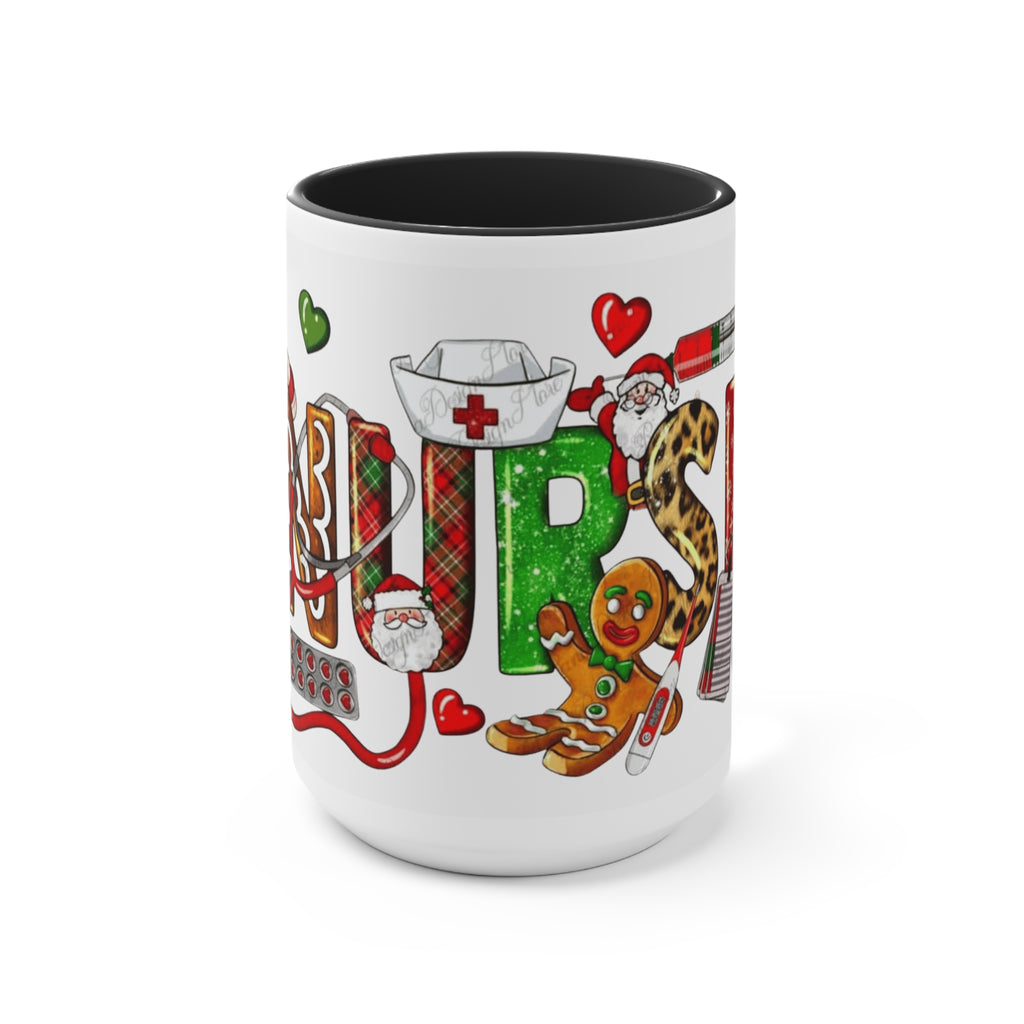 Christmas Nurse Accent Mug — Festive Healthcare Holiday Coffee Cup with Gingerbread & Candy Cane Design Medical Christmas Mug
