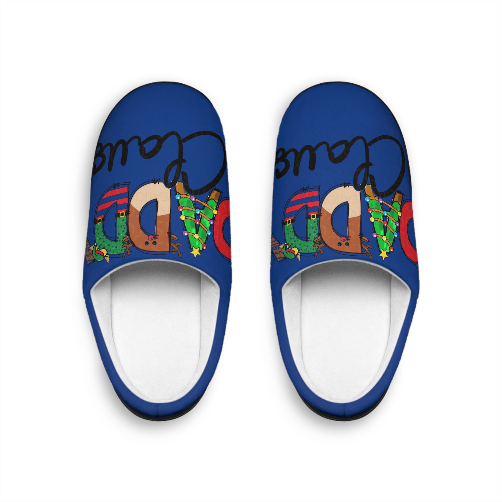 Men's Slippers - 'Dad Claus' Holiday Indoor Slip-On with Festive Christmas Design