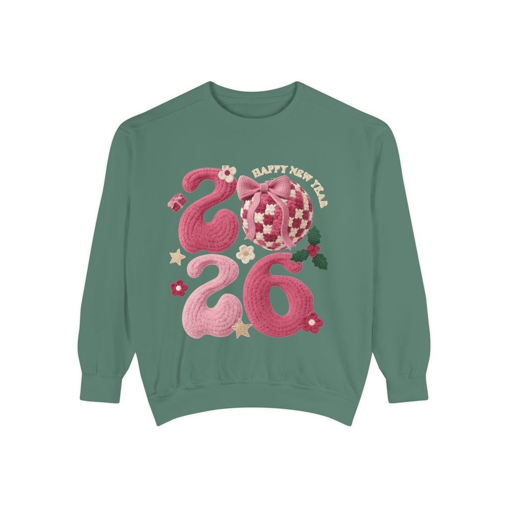 Happy New Year 2026 Sweater  Pink Festive Graphic Sweatshirt