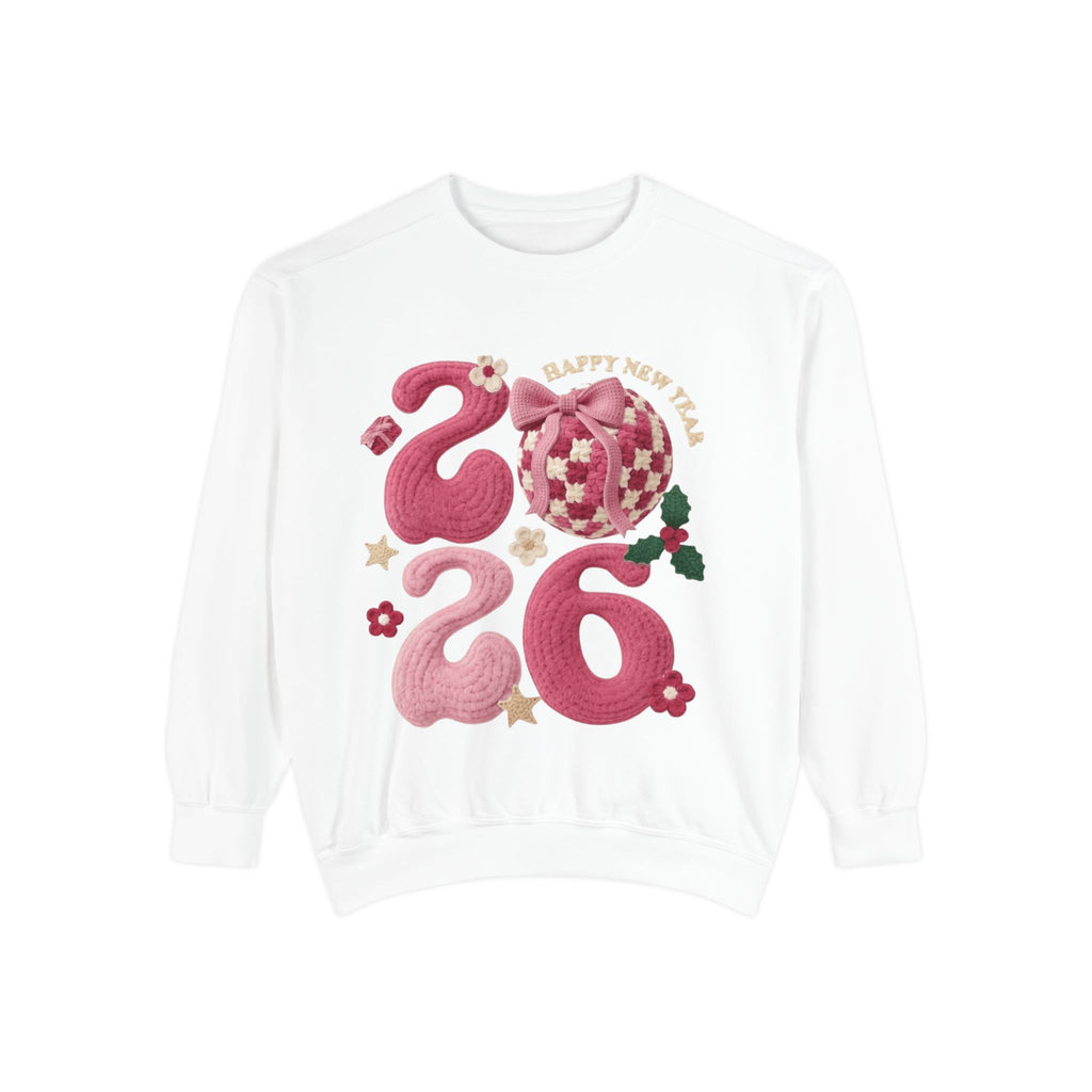 Happy New Year 2026 Sweater  Pink Festive Graphic Sweatshirt