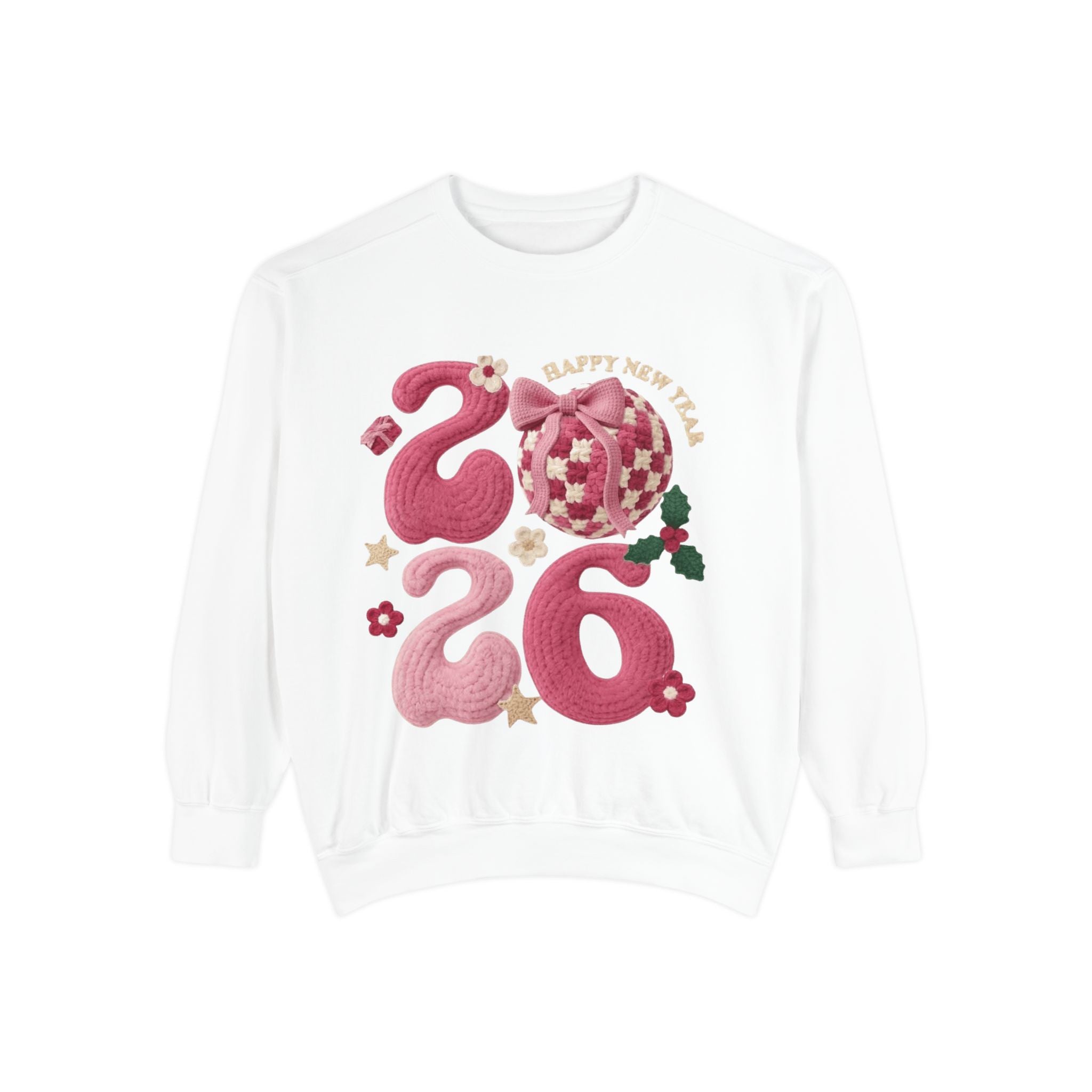 Happy New Year 2026 Sweater  Pink Festive Graphic Sweatshirt