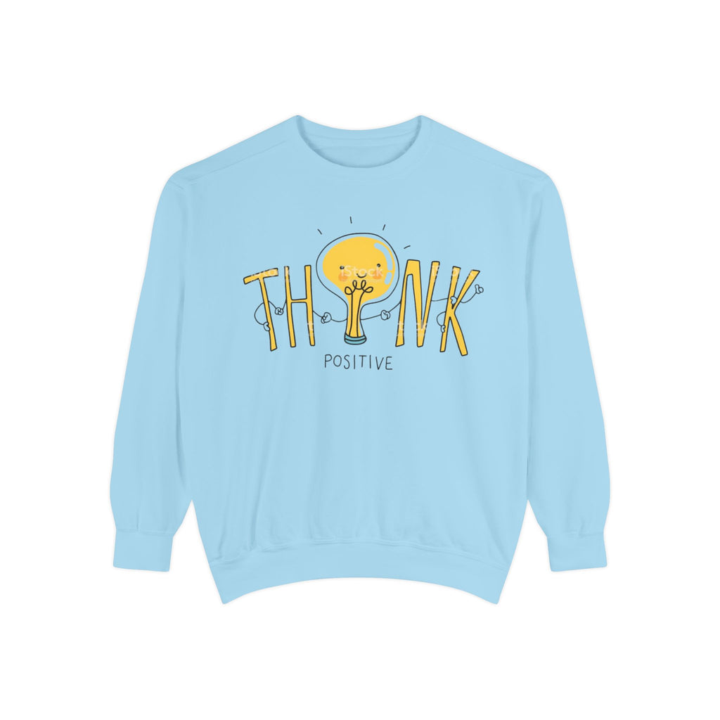 Think Positive Sweatshirt  Cute Lightbulb Graphic Positive Vibes Crewneck